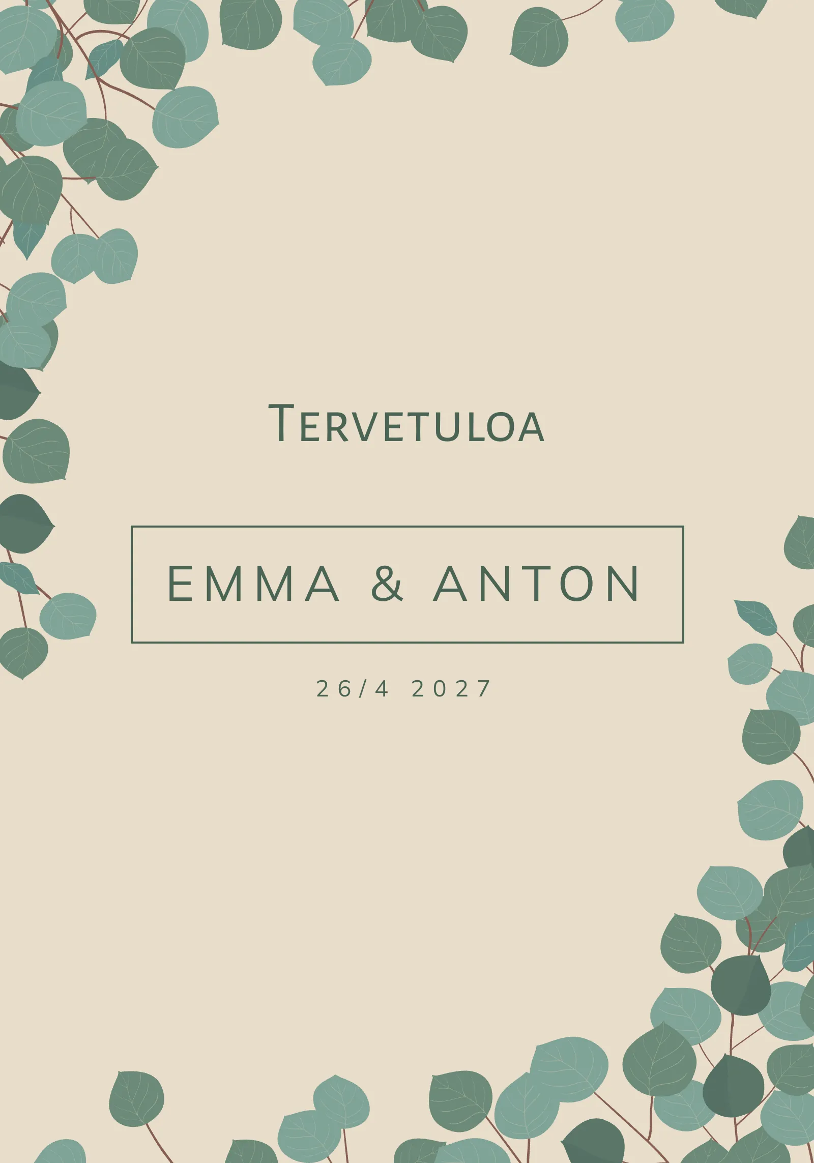Hääjuhlan tervetulokyltti - Grove