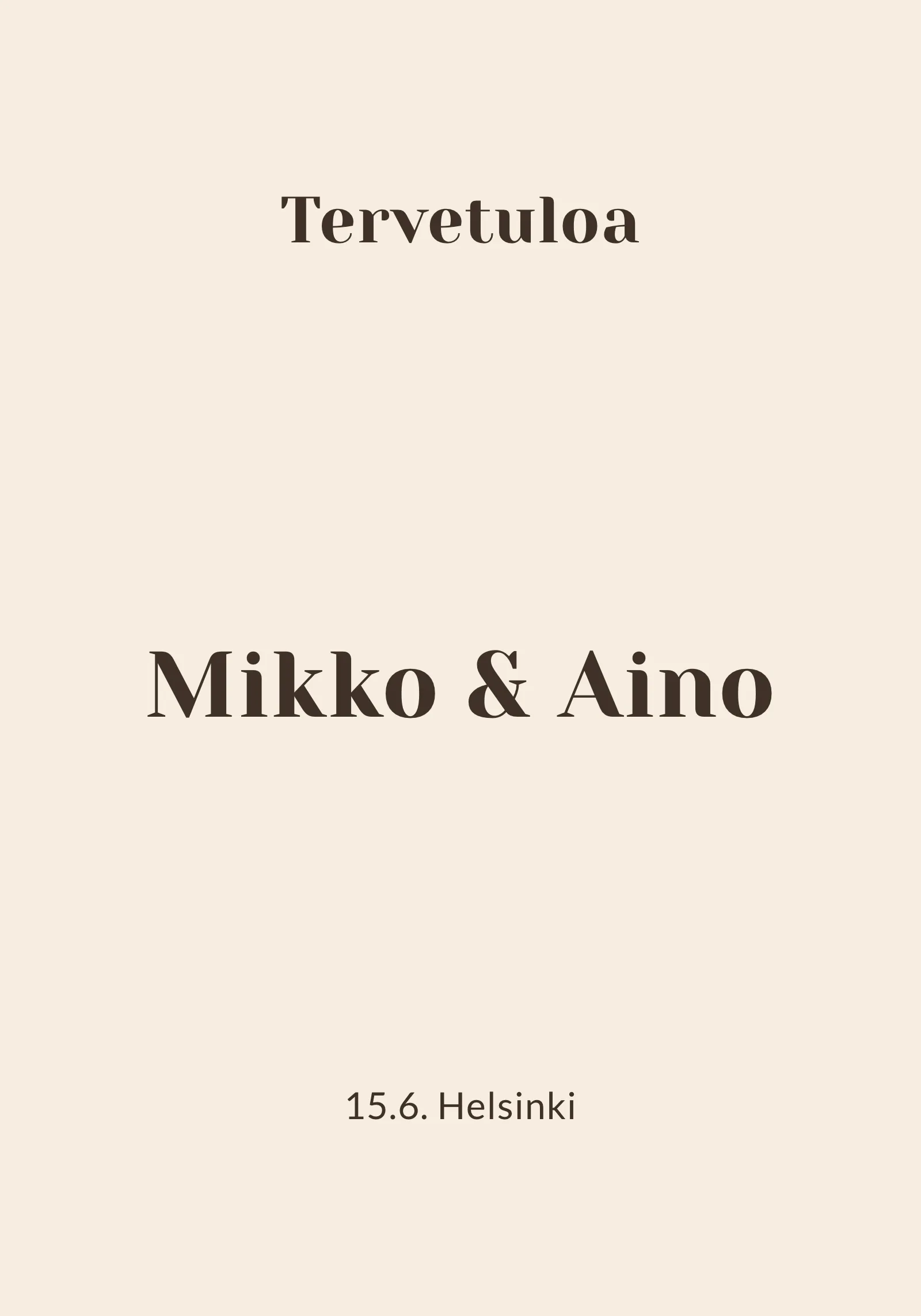 Hääjuhlan tervetulokyltti - Hazel