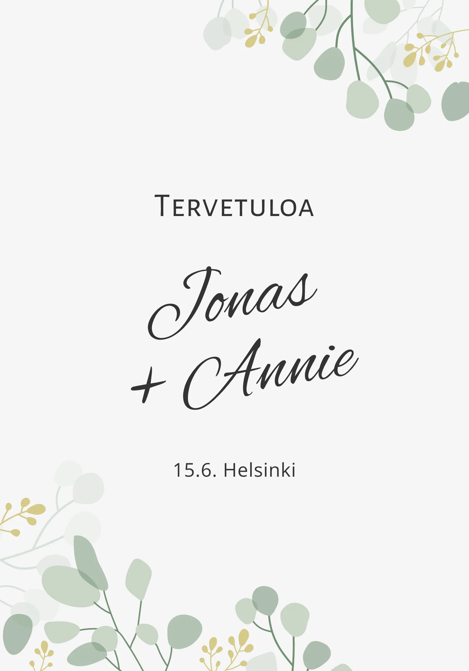 Hääjuhlan tervetulokyltti - Meadow