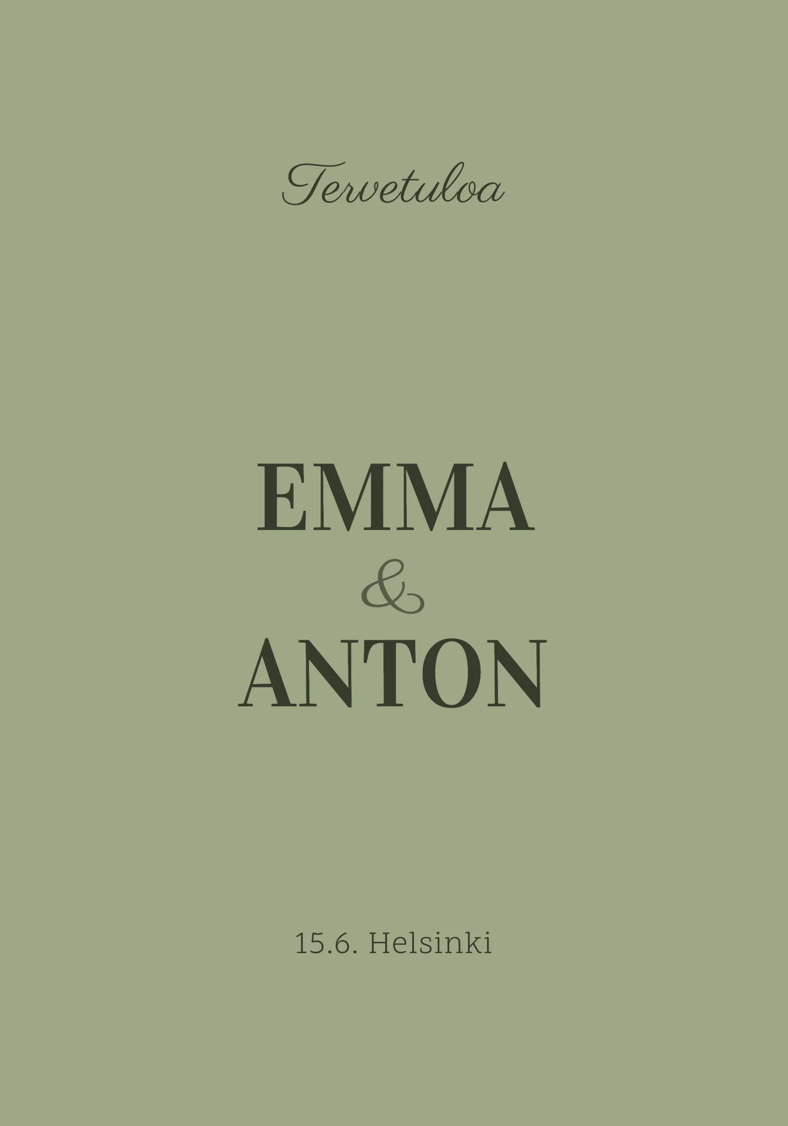 Hääjuhlan tervetulokyltti - Moderni vihreä
