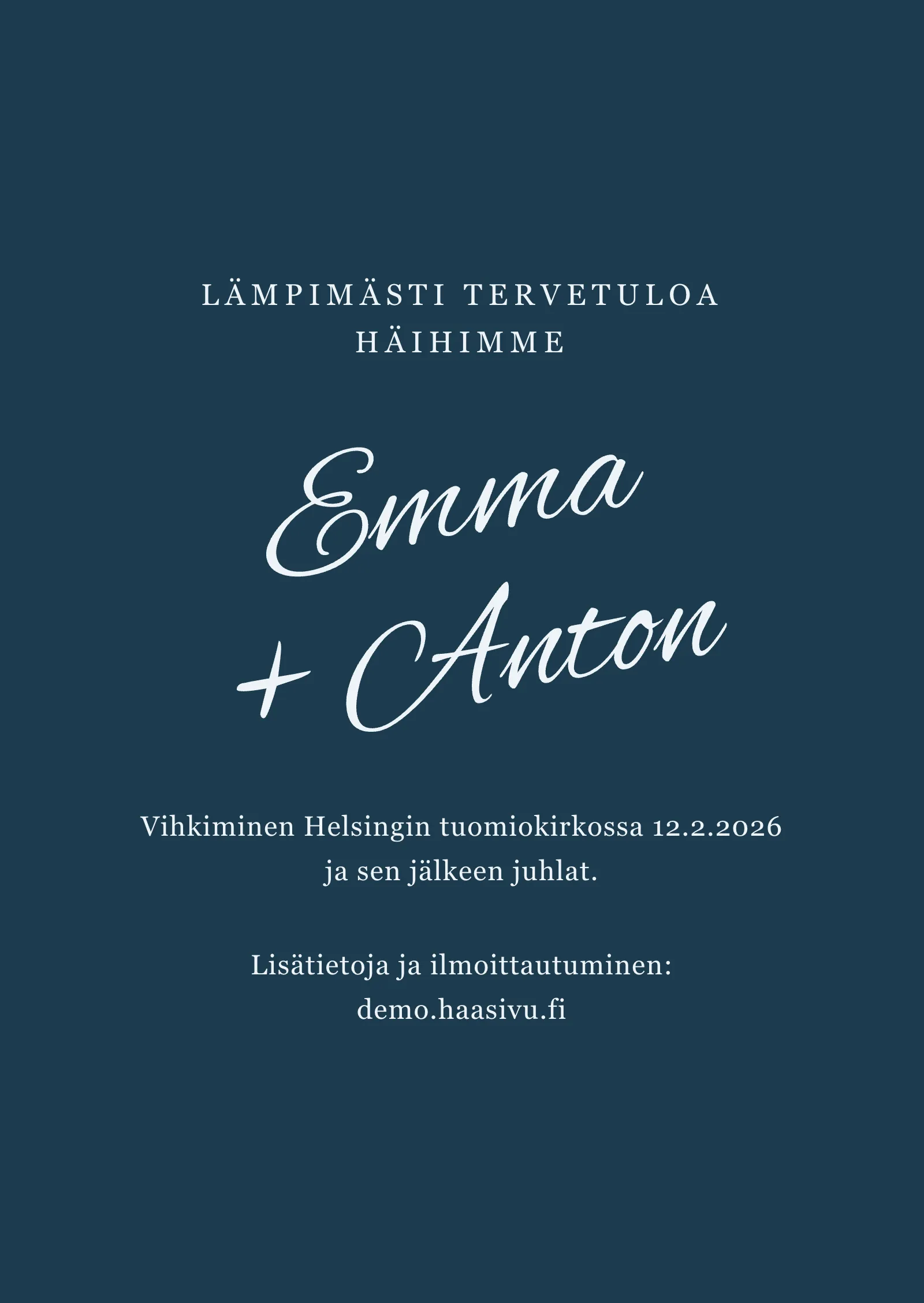 Hääkutsu - elegantti sininen