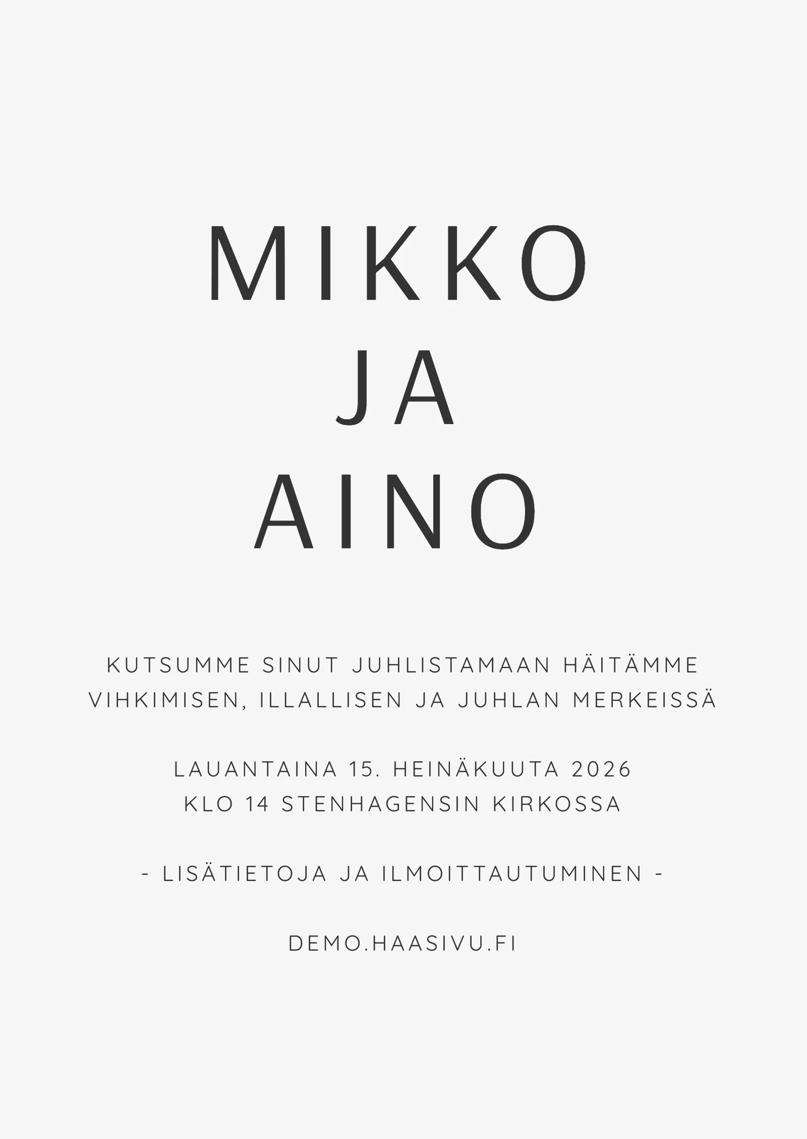 Hääkutsu - Tyylikäs ja moderni