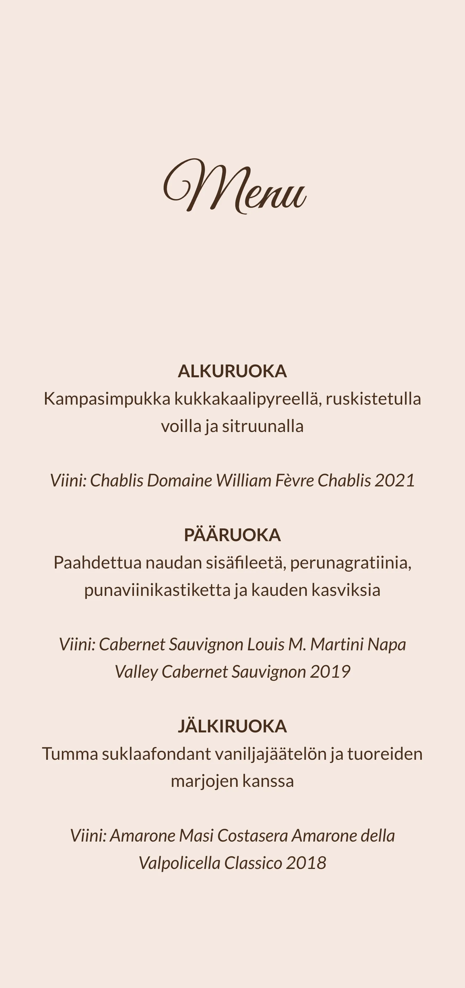 Häämenu - ruskea, embleemi kääntöpuolella