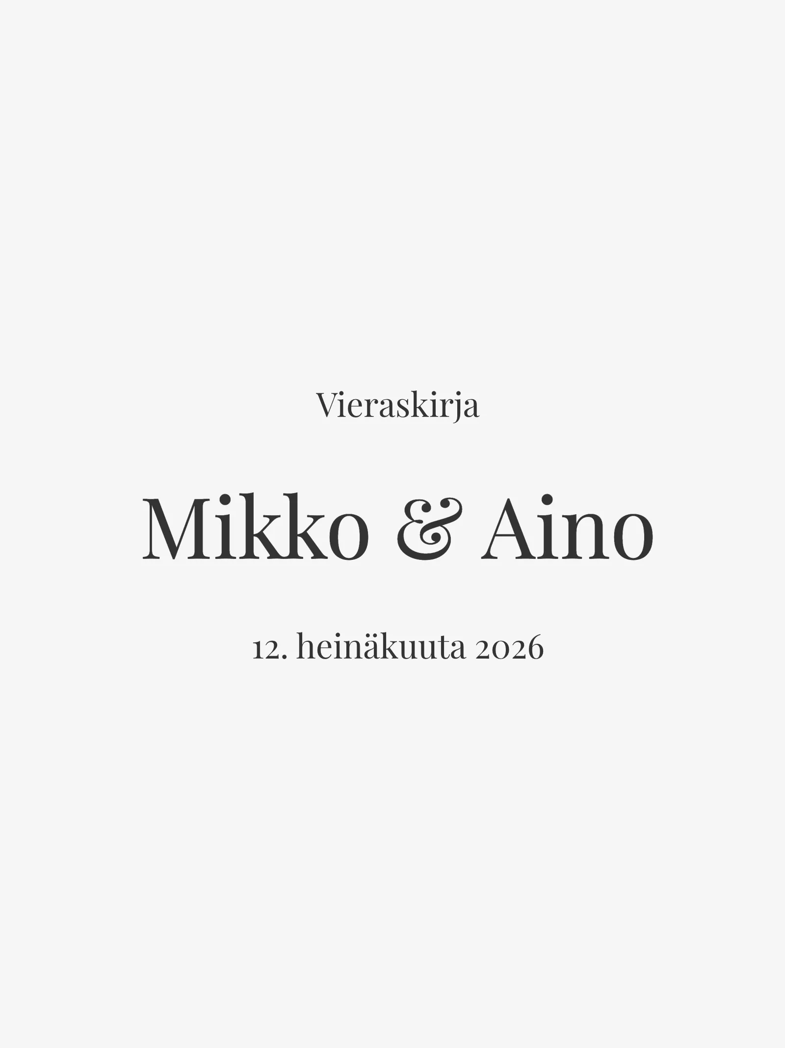 Häävieraskirja - Editorial