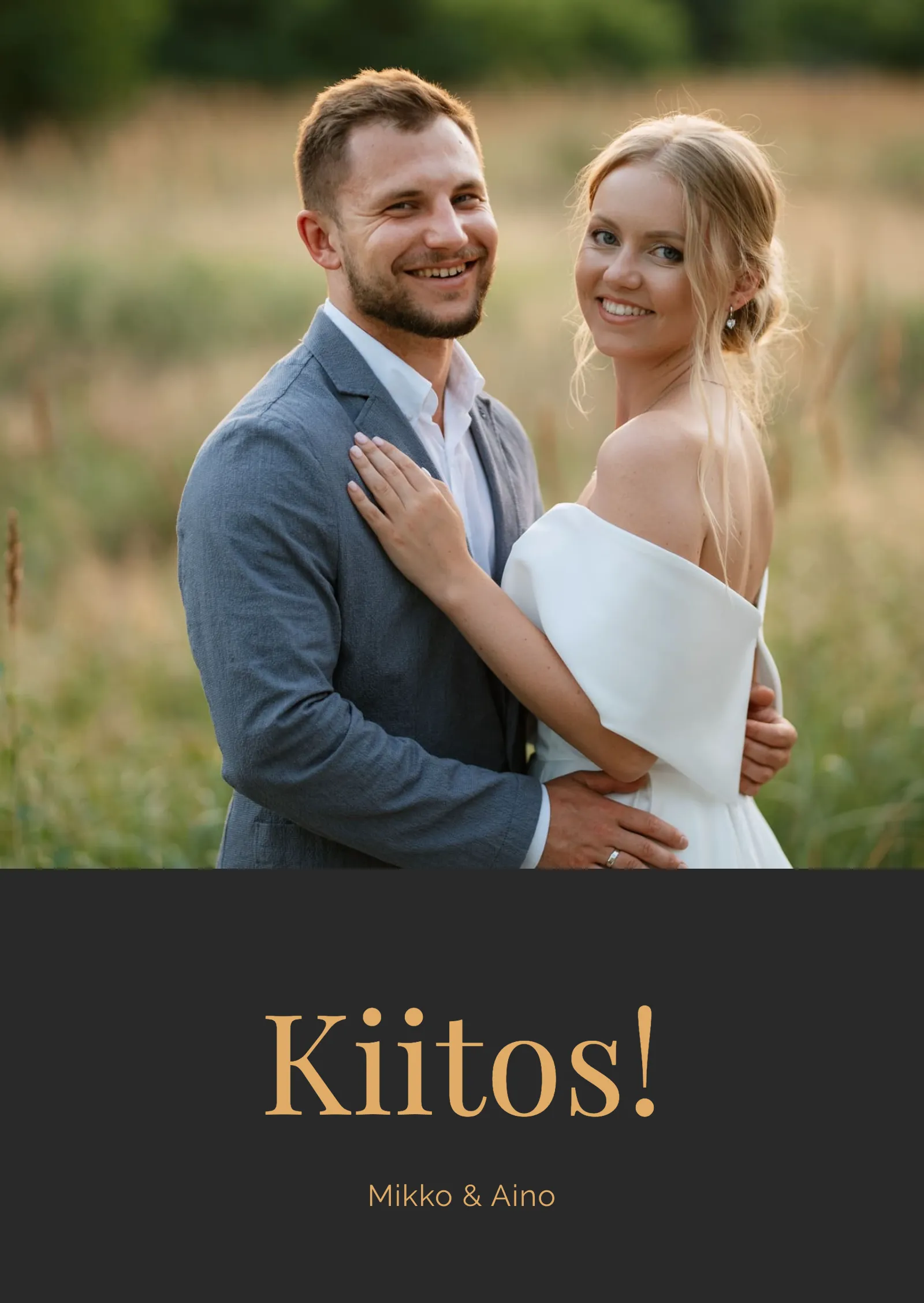 Kiitoskortti häihin - elegantti valokuvalla