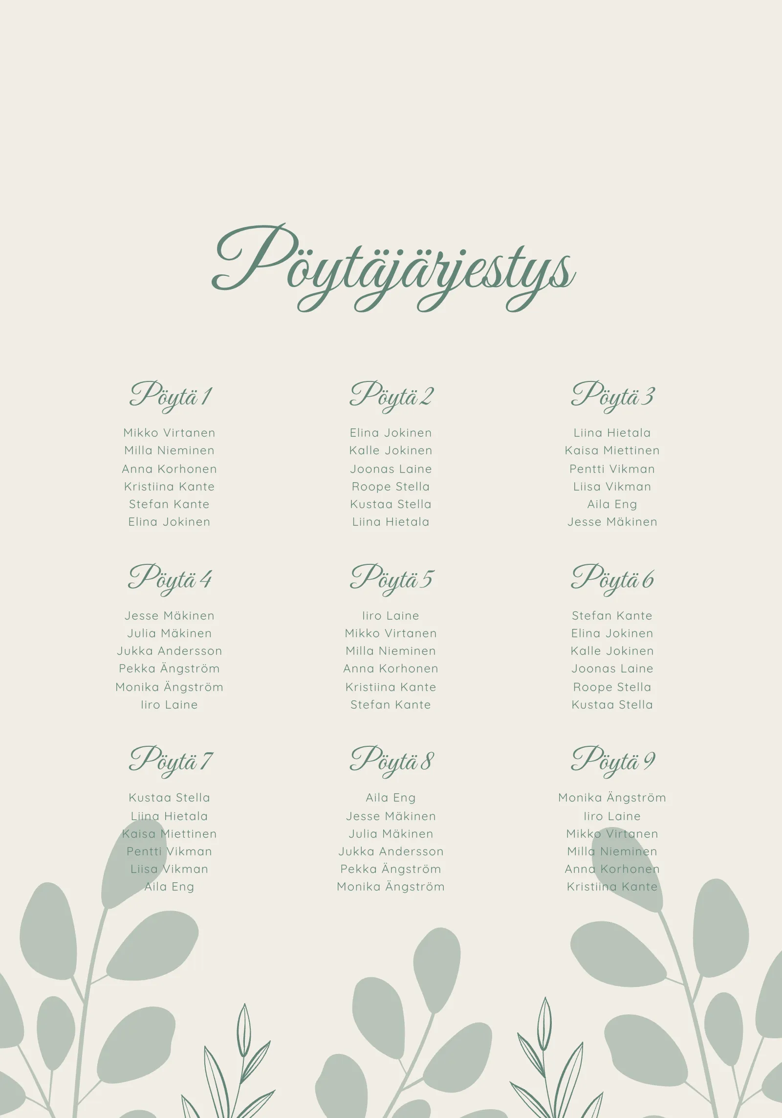 Pöytäkartta - Serene