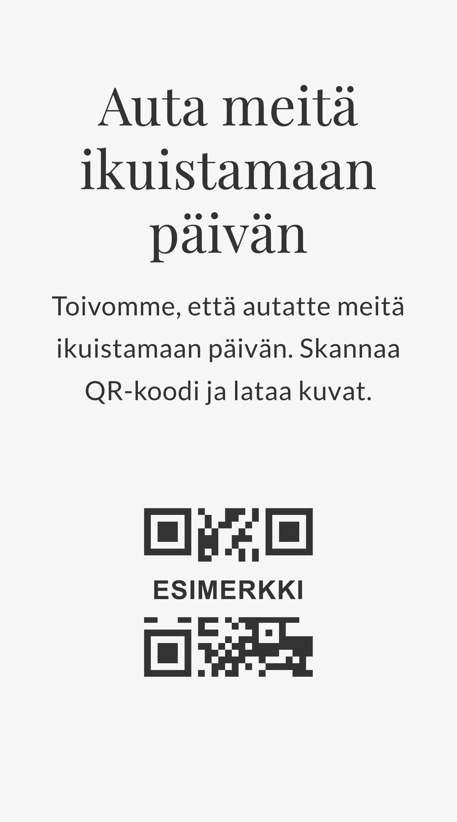 QR-kortti vieraiden kuville - Editorial