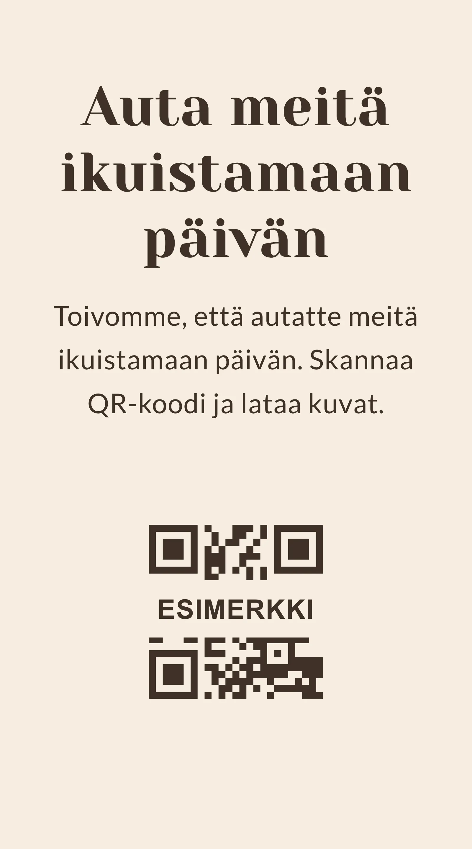QR-kortti vieraiden kuville - Hazel