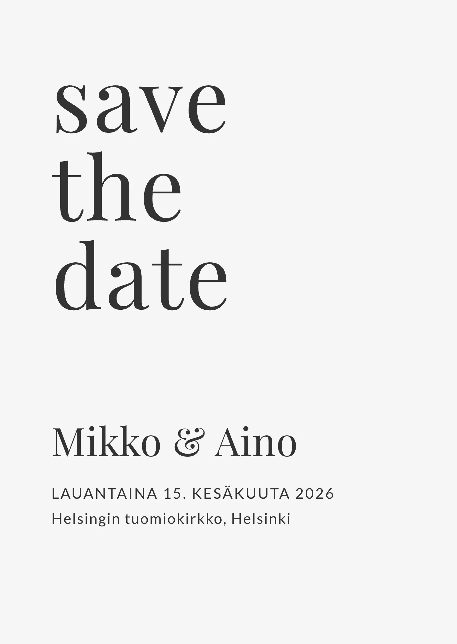 Save the Date -kortti - Editorial
