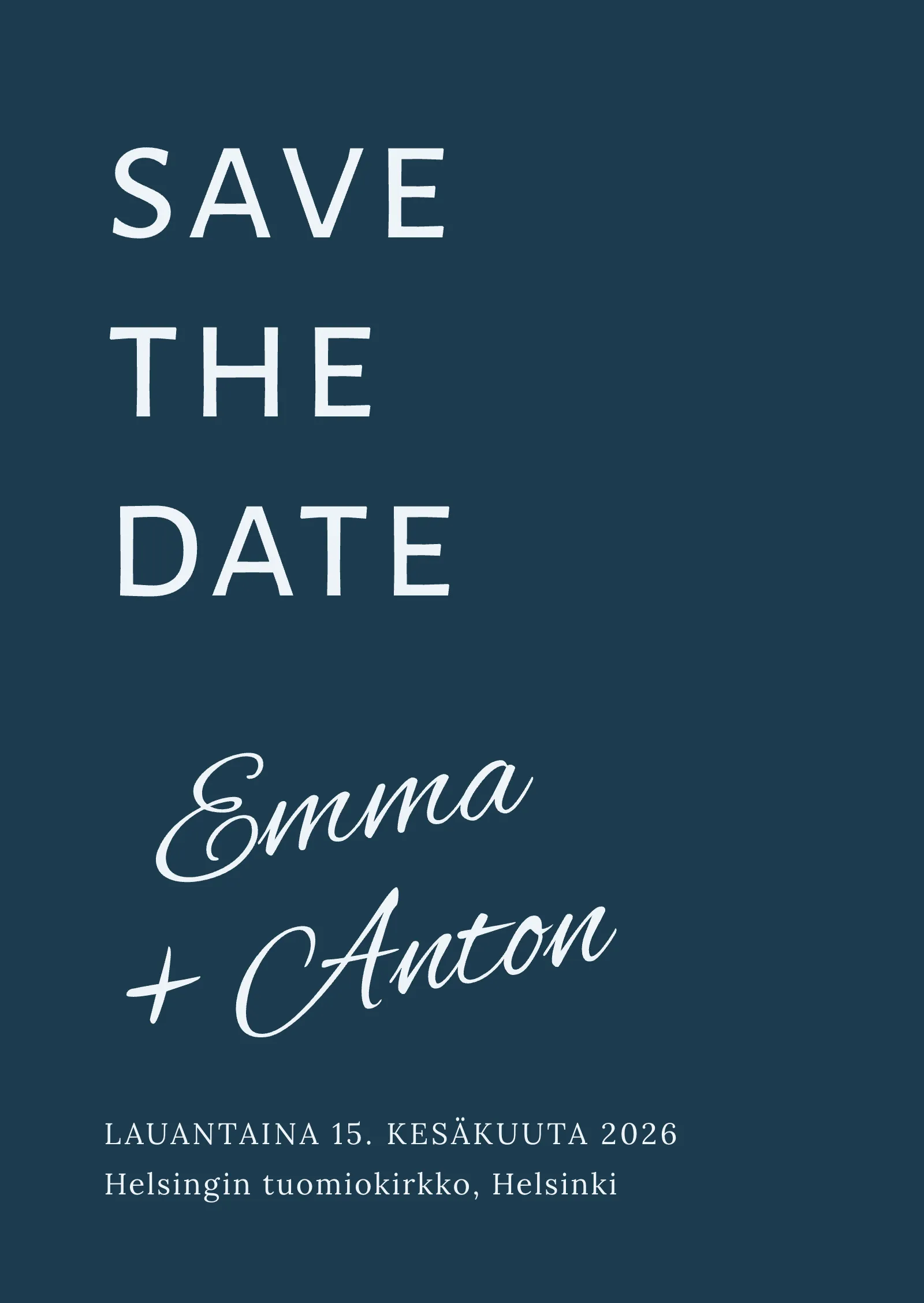 Save the Date -kortti - elegantti mutta juhlava