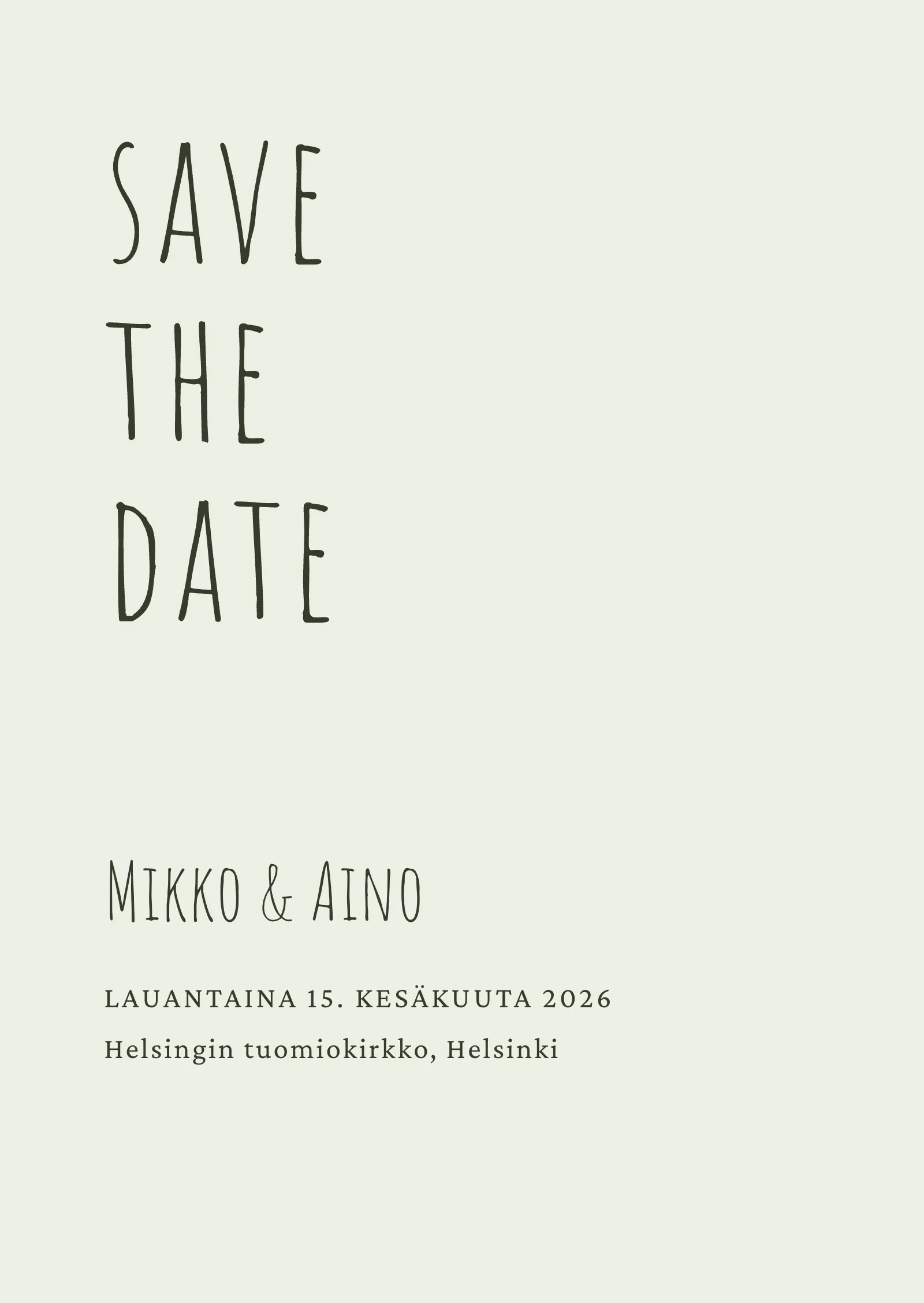 Save the Date -kortti - Eucalyptus