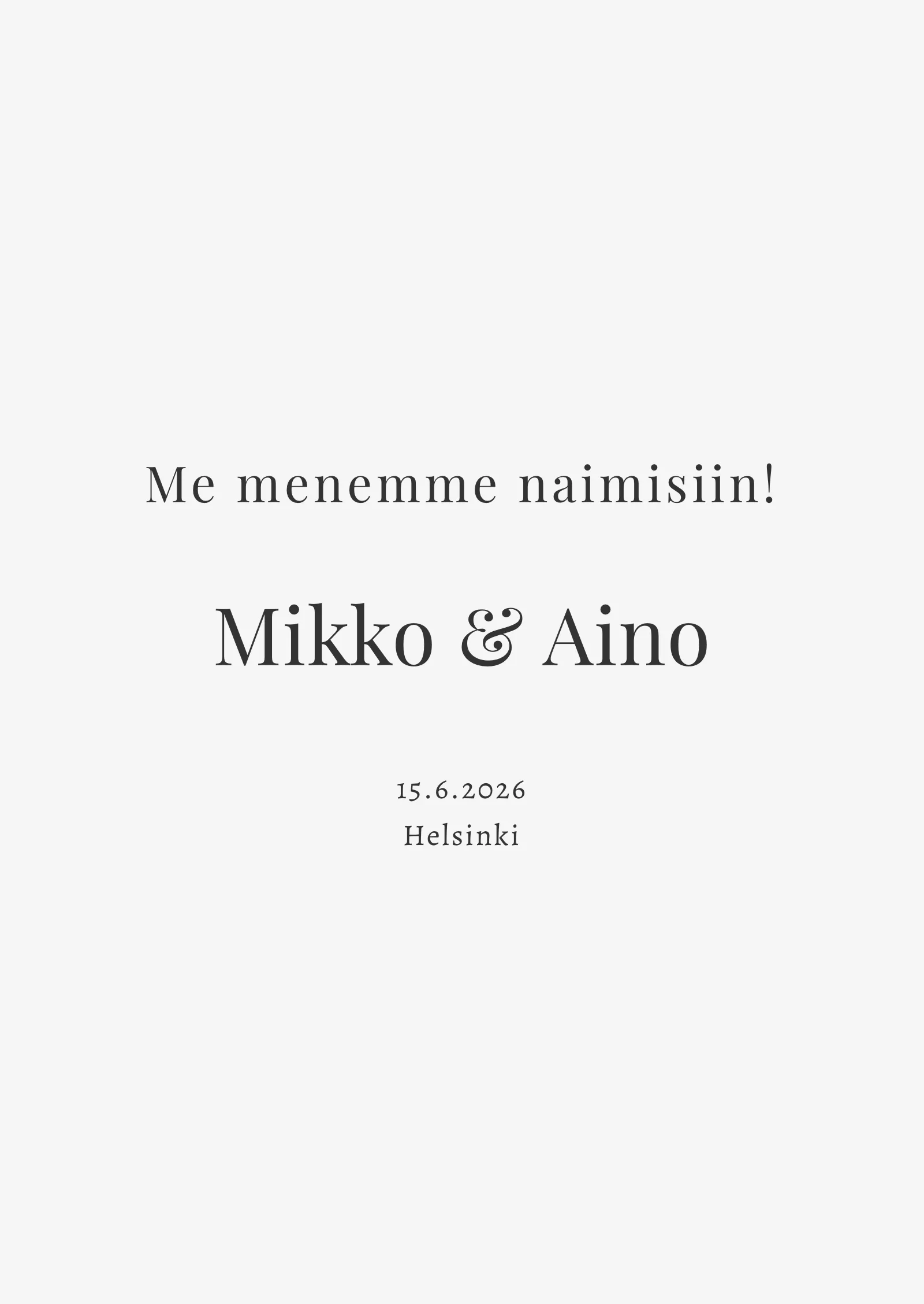 Save the Date -kortti - minimalistinen