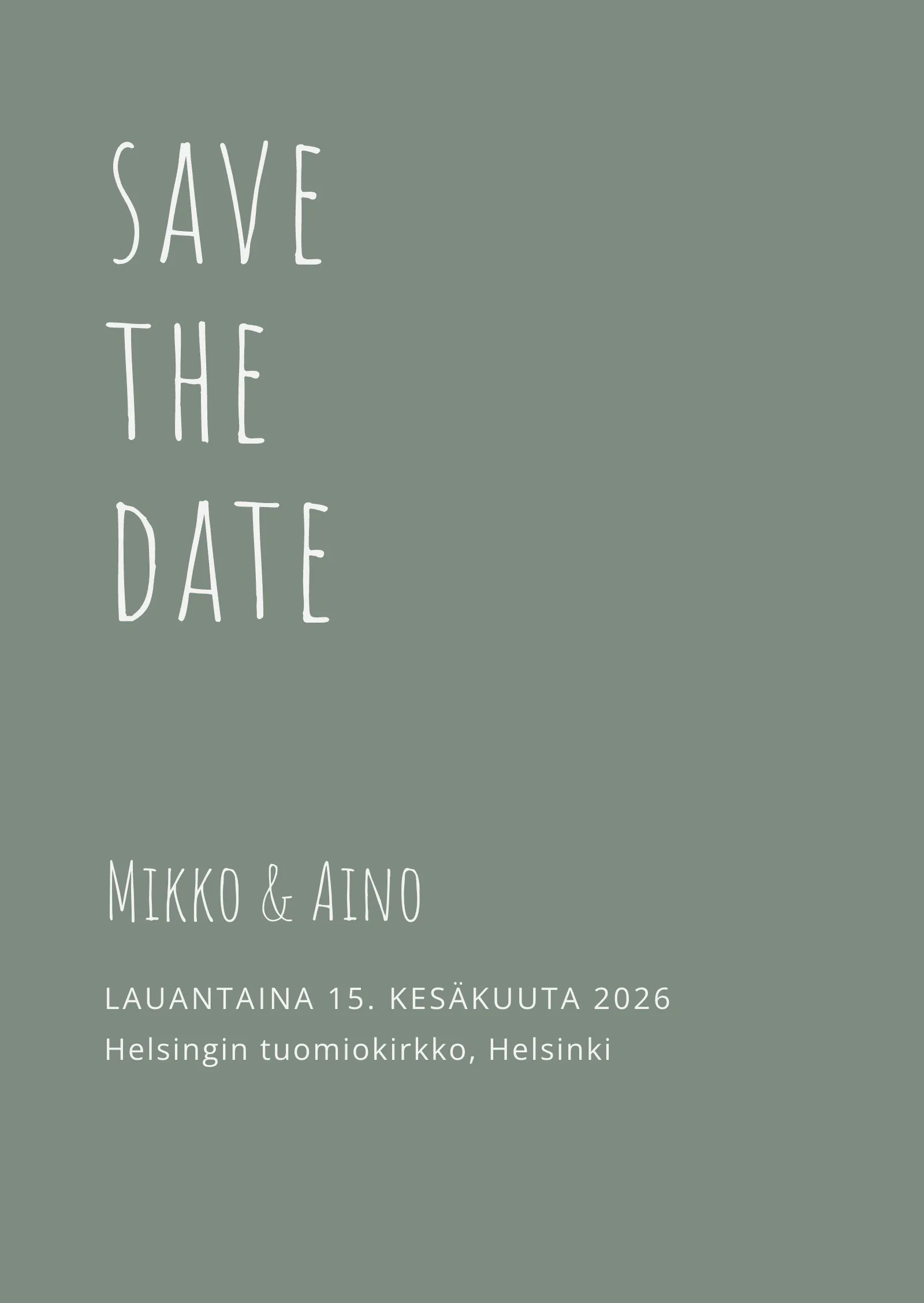 Save the Date -kortti - moderni ja vihreä