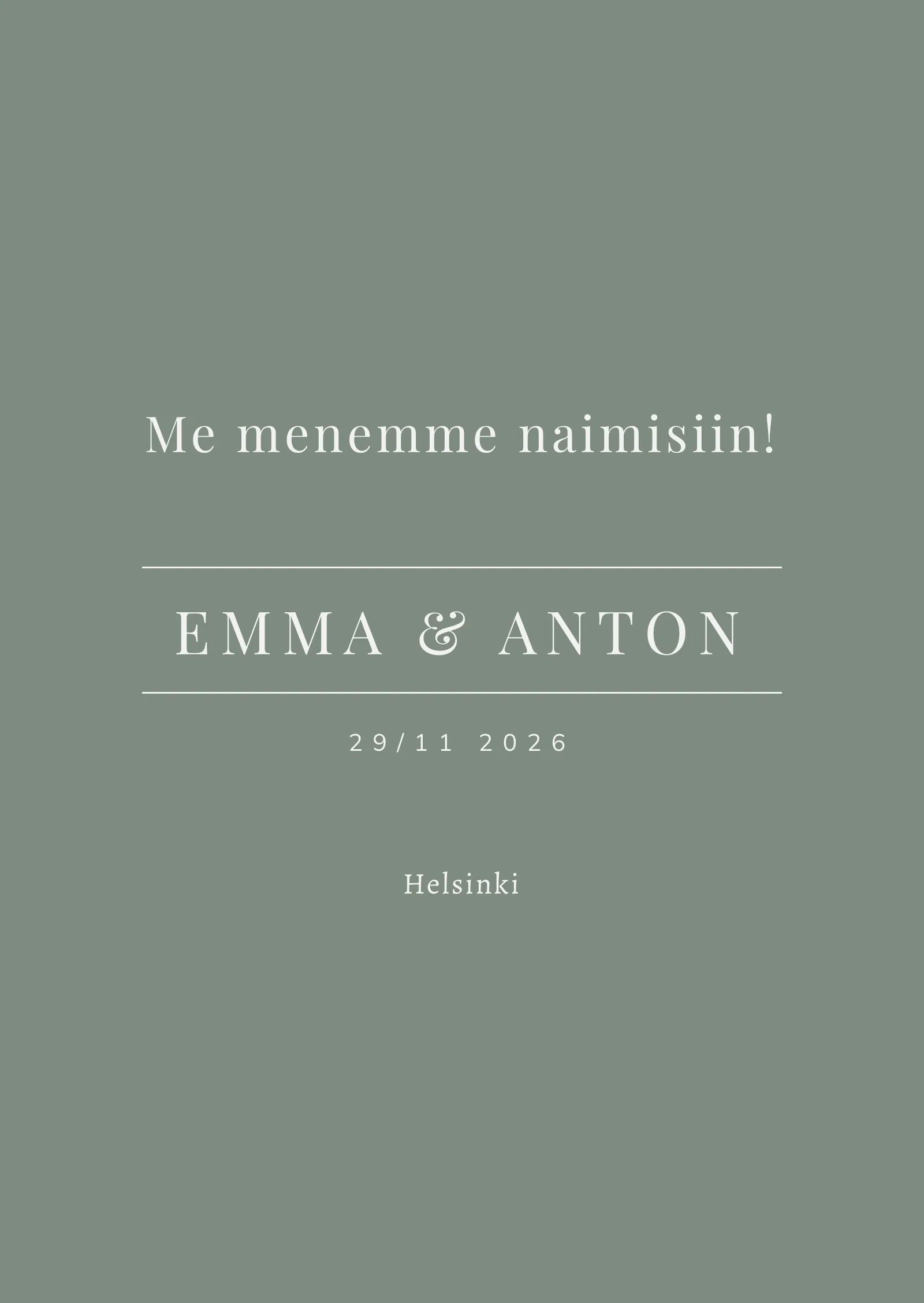 Save the Date -kortti - vihreä ja elegantti