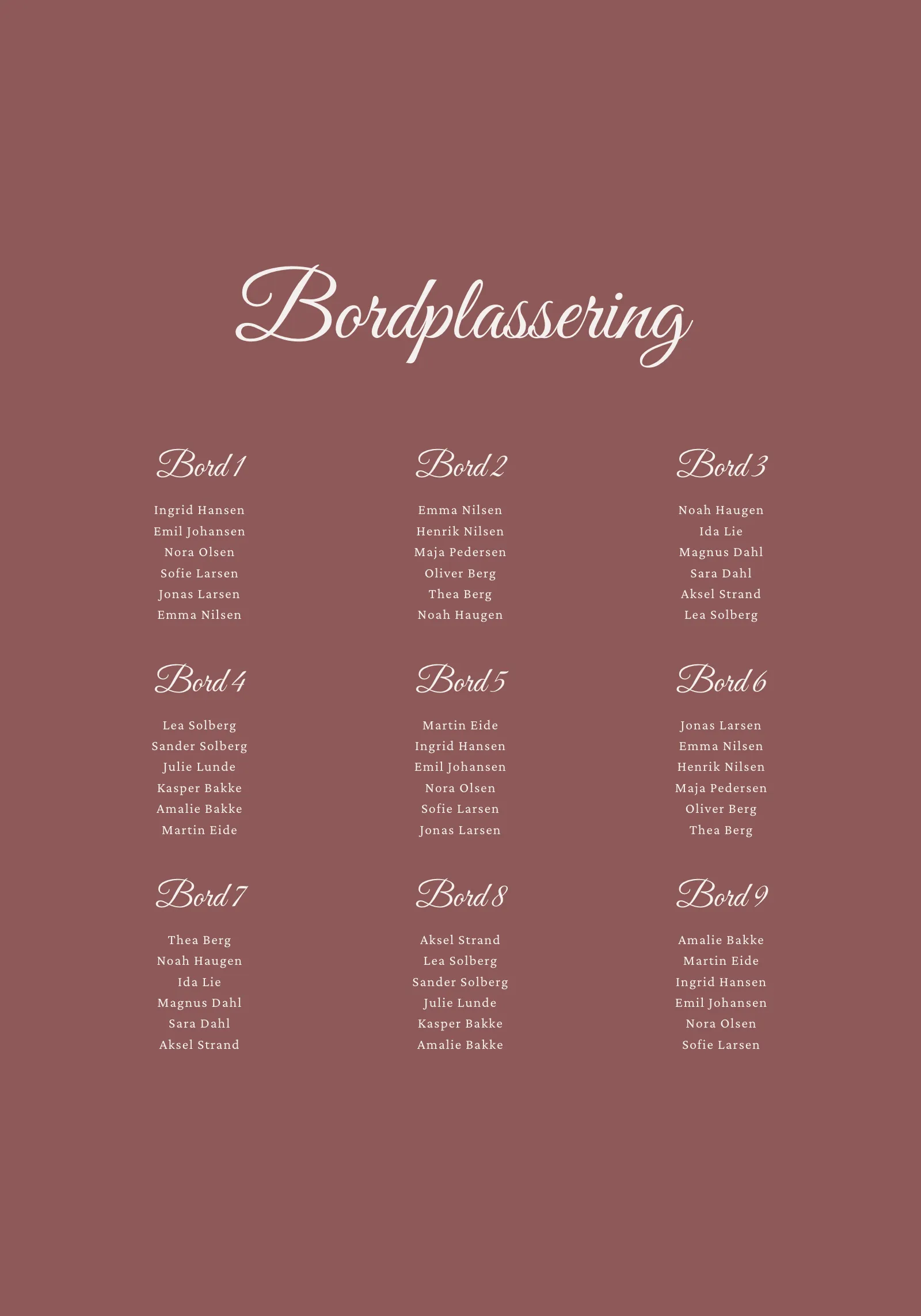 Bordkart - Blush