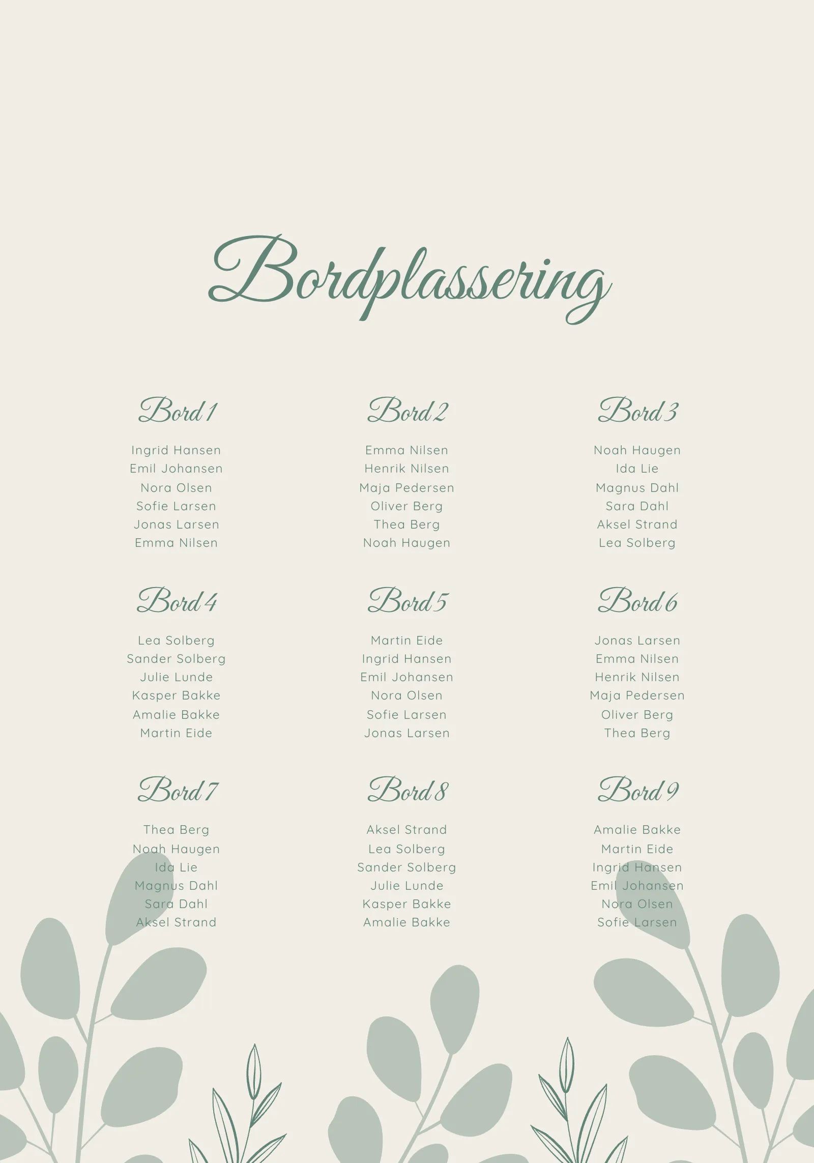 Bordkart - Serene