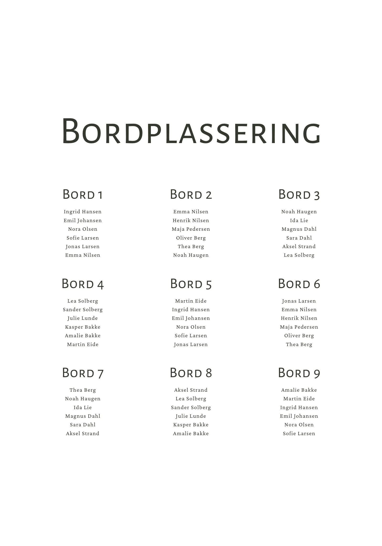 Bordkart - Toast
