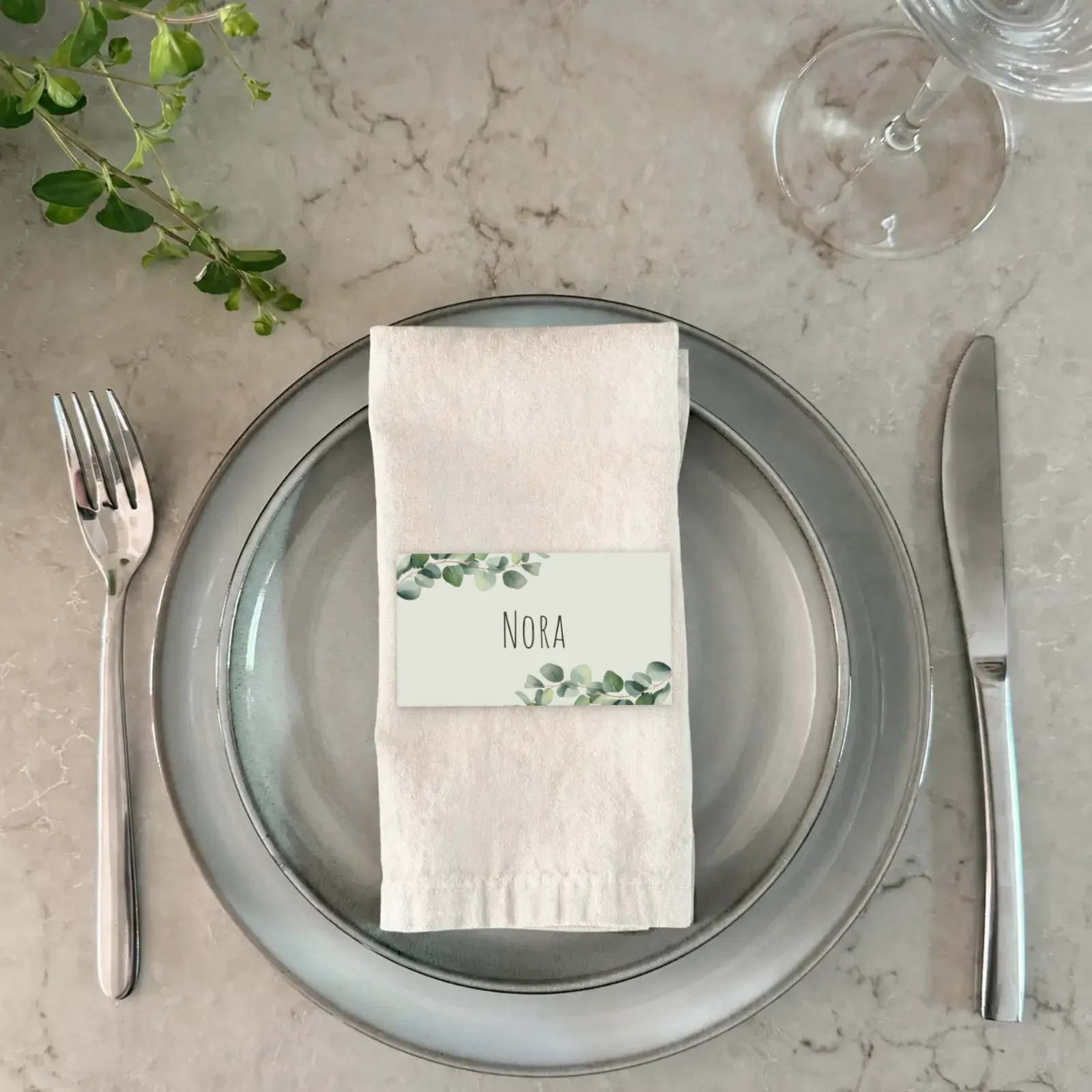 Bordkort til bryllup - Eucalyptus