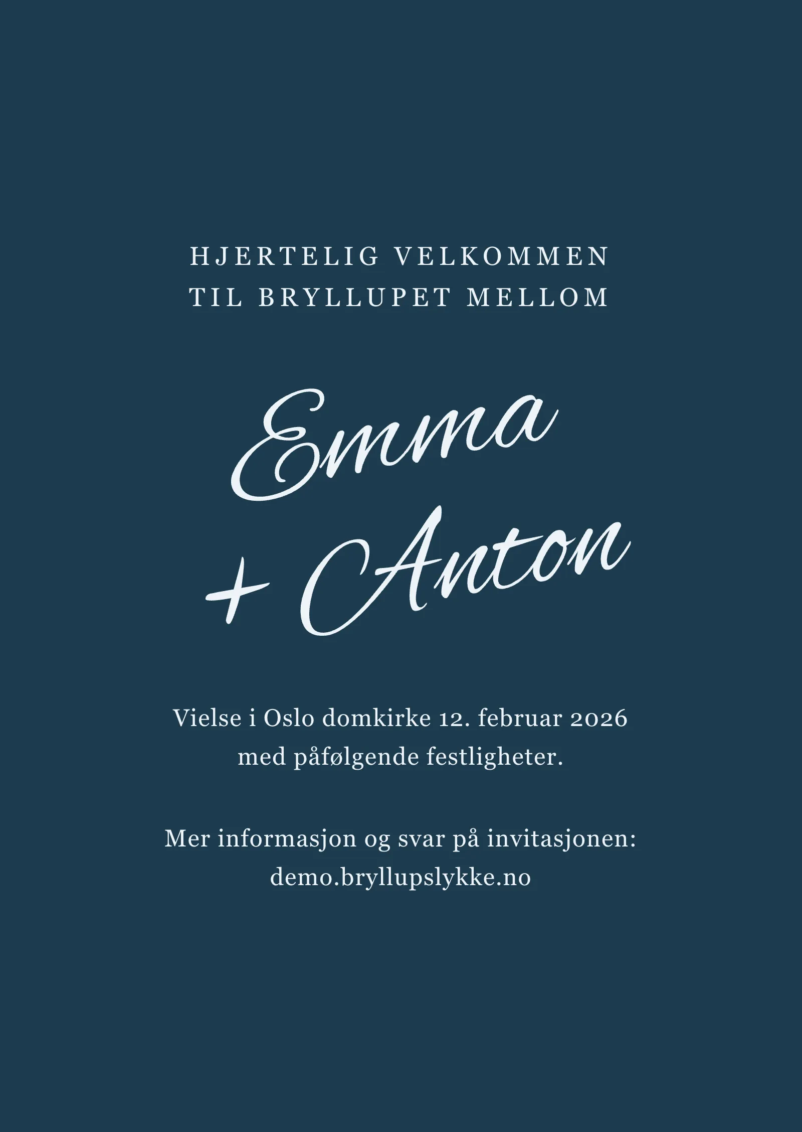 Bryllupsinvitasjon - Elegant blå