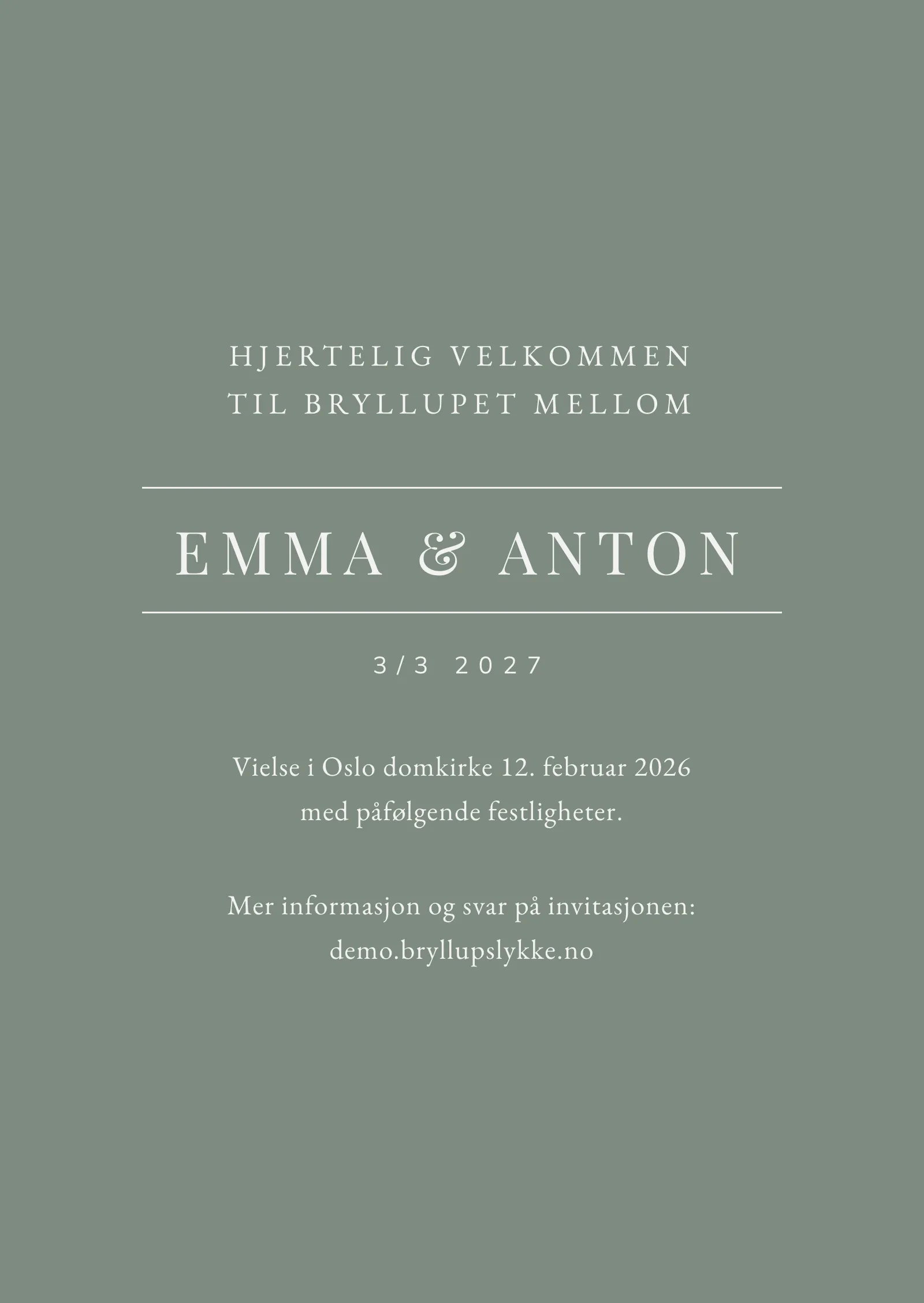 Bryllupsinvitasjon - Stilren grønn
