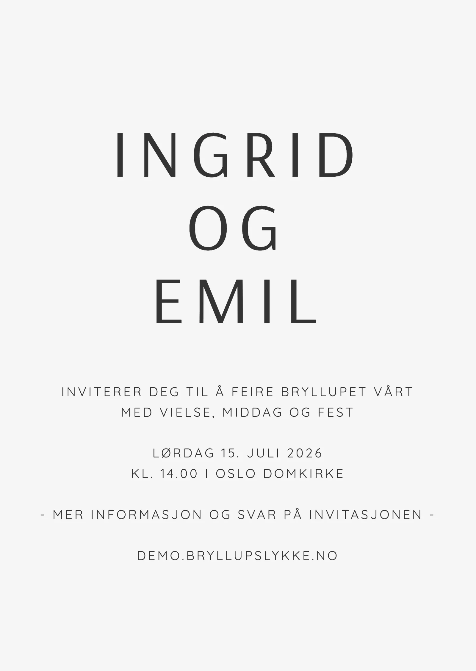Bryllupsinvitasjon - Stilren og moderne