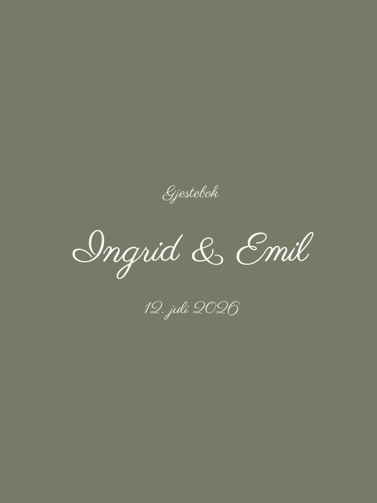 Gjestebok til bryllup - grønn med elegant typografi