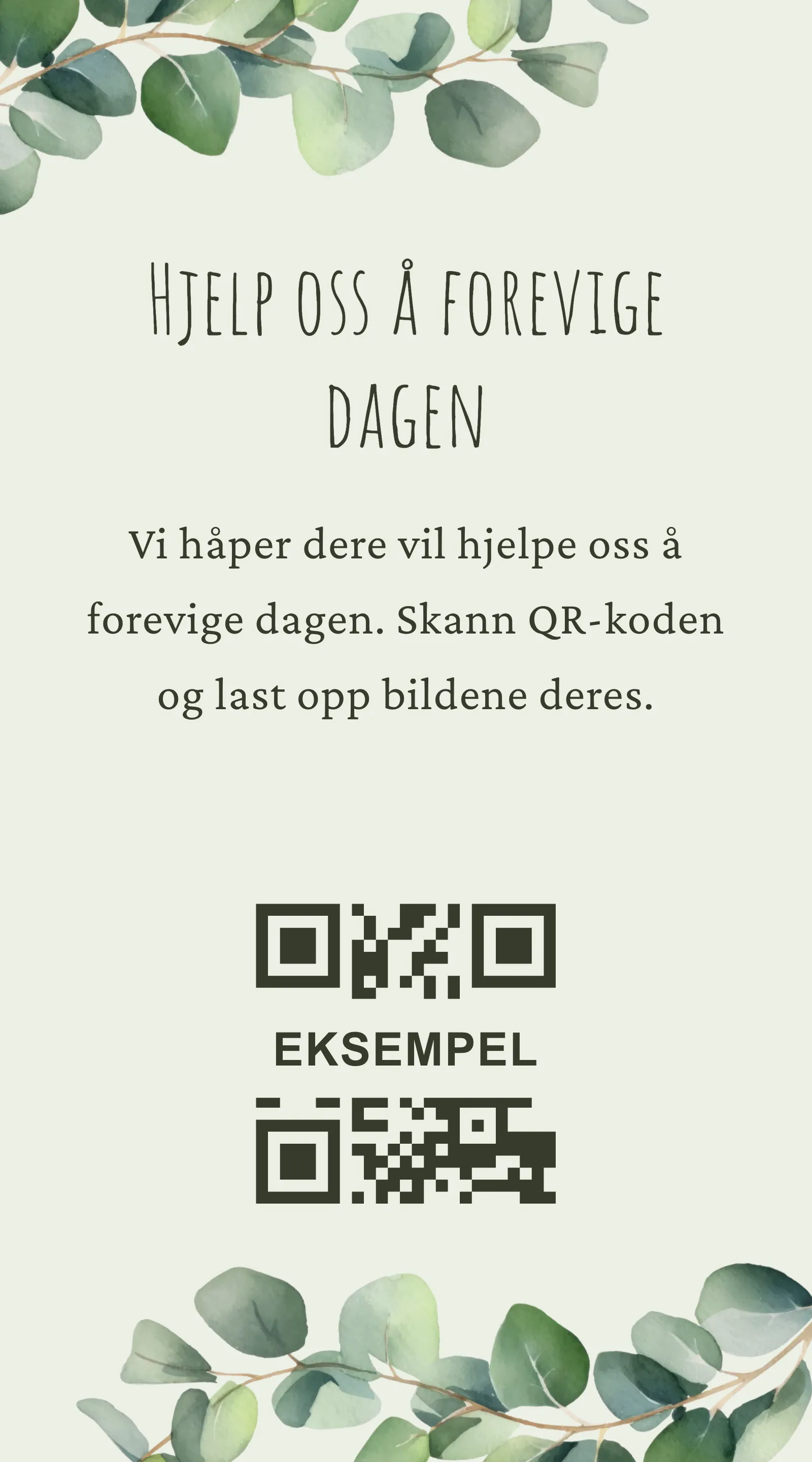 QR-kort for gjestebilder - Eucalyptus