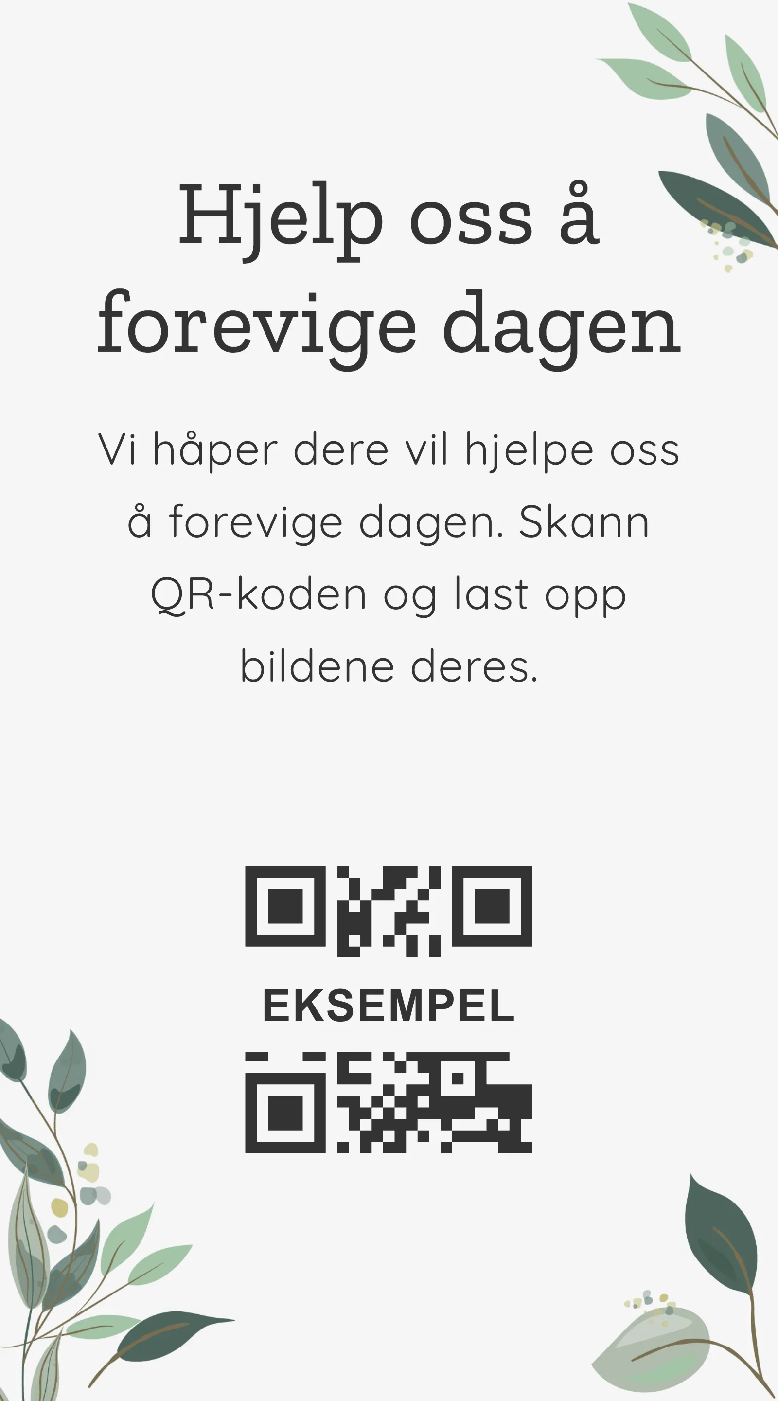 QR-kort for gjestebilder - Grønne blader