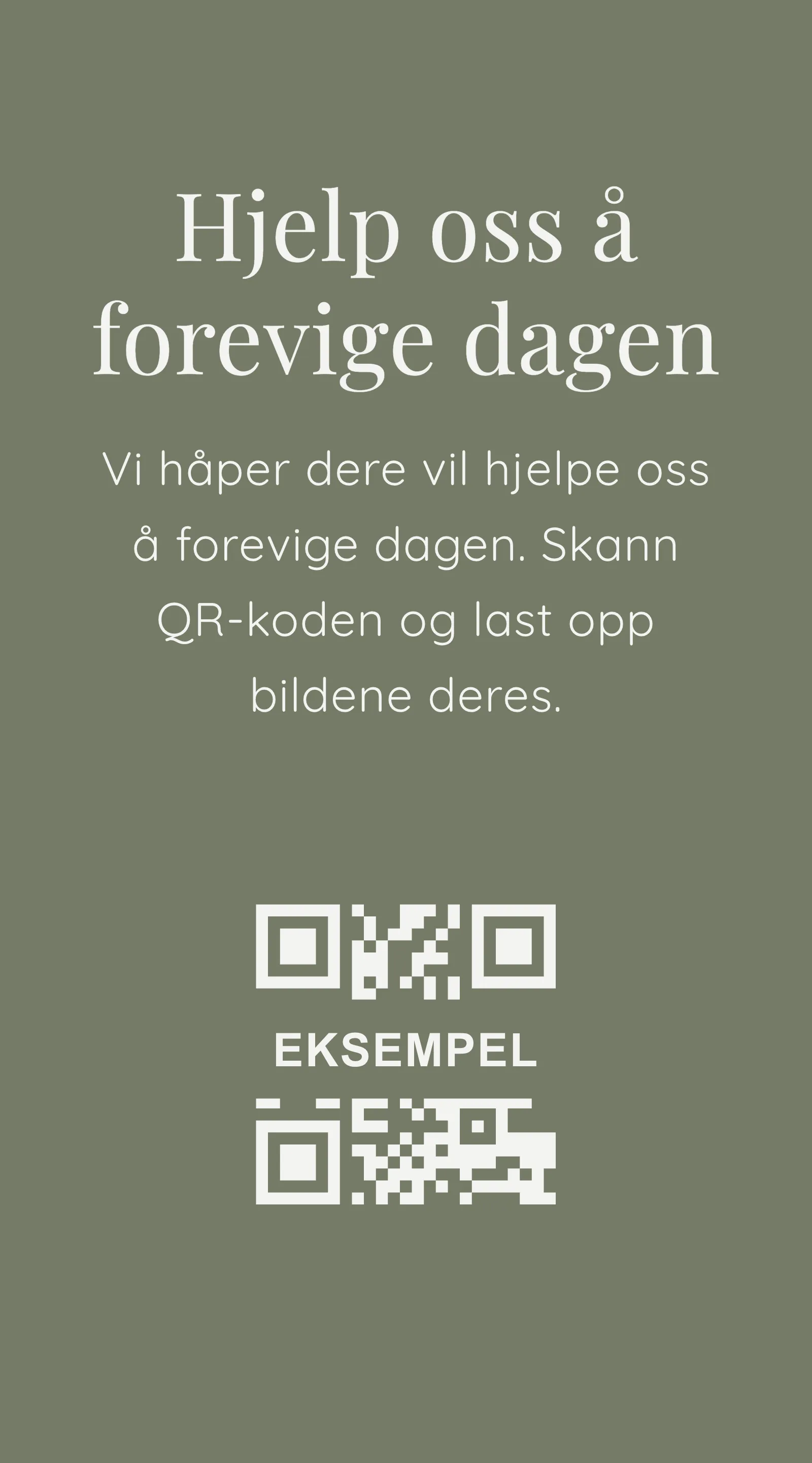 QR-kort for gjestebilder - Grønt og stilrent