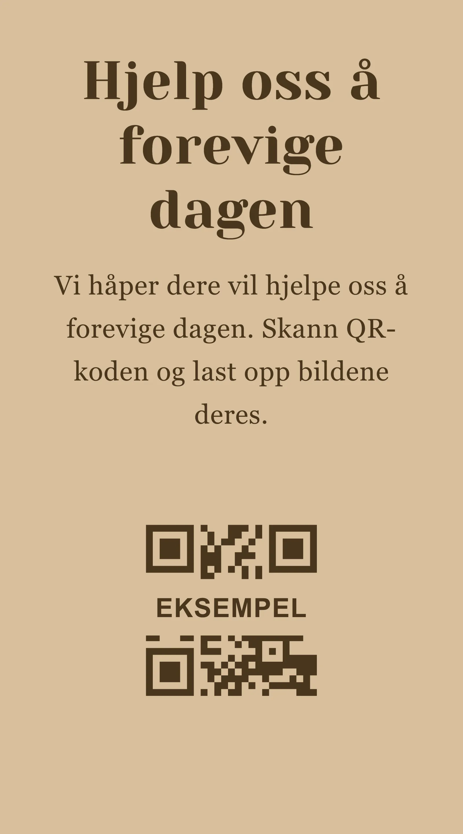 QR-kort for gjestebilder - Stilrent, brunt og moderne
