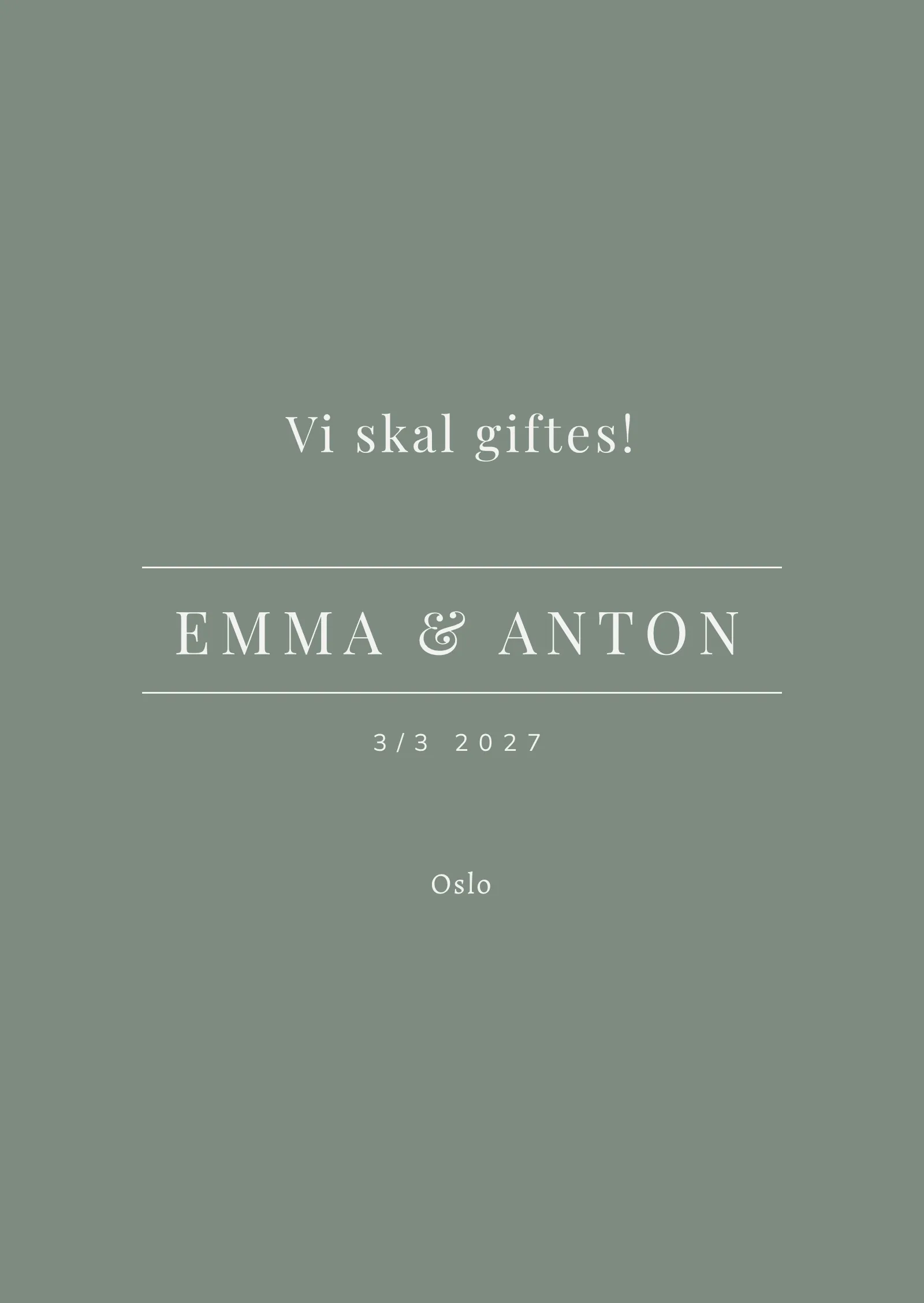 Save the date-kort - Grønt og elegant