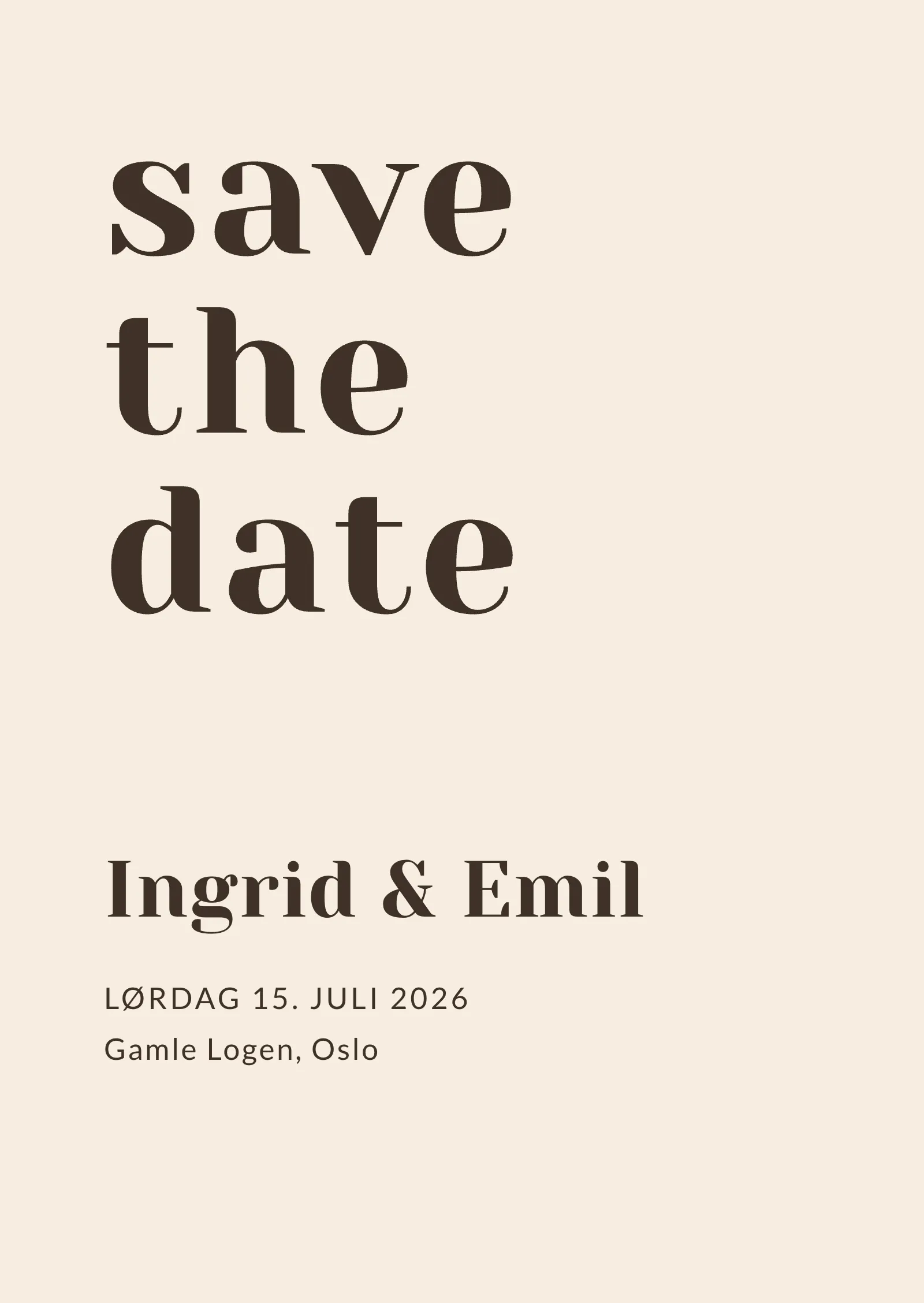 Save the date-kort - Hazel
