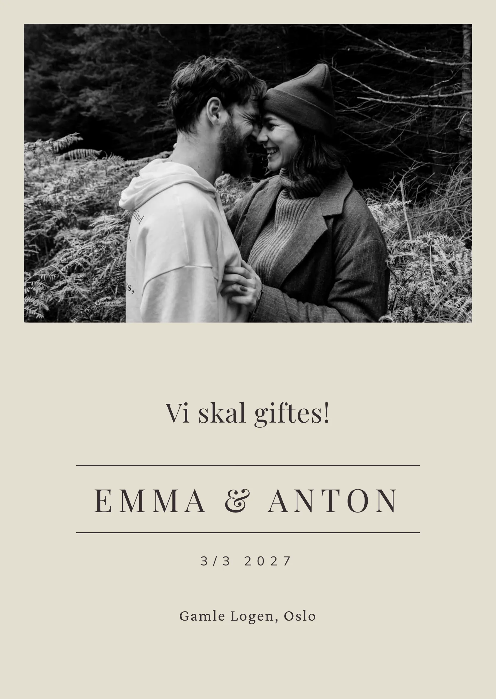 Save the date-kort - Lysegrønt med bilde