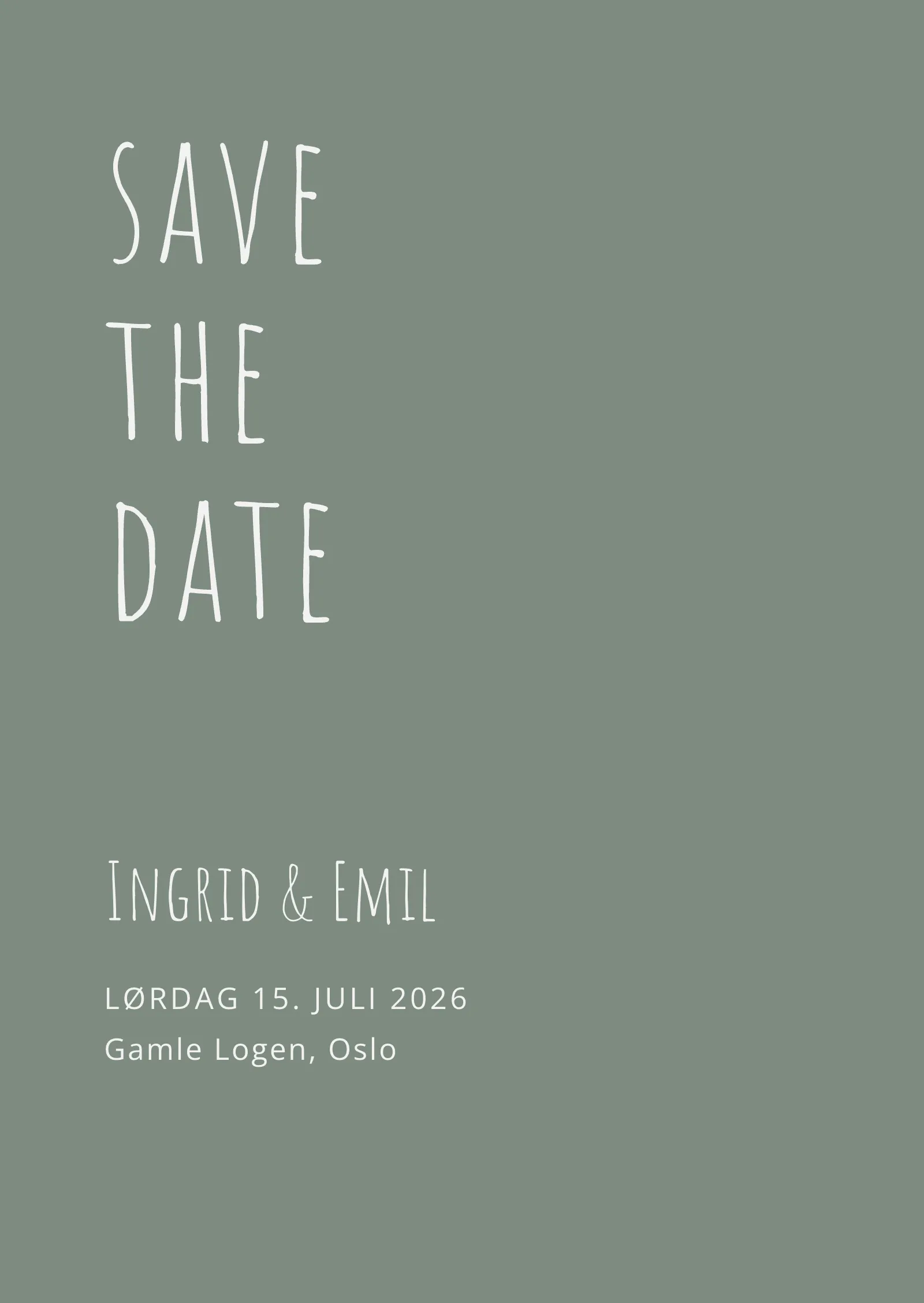 Save the date-kort - Moderne og grønt