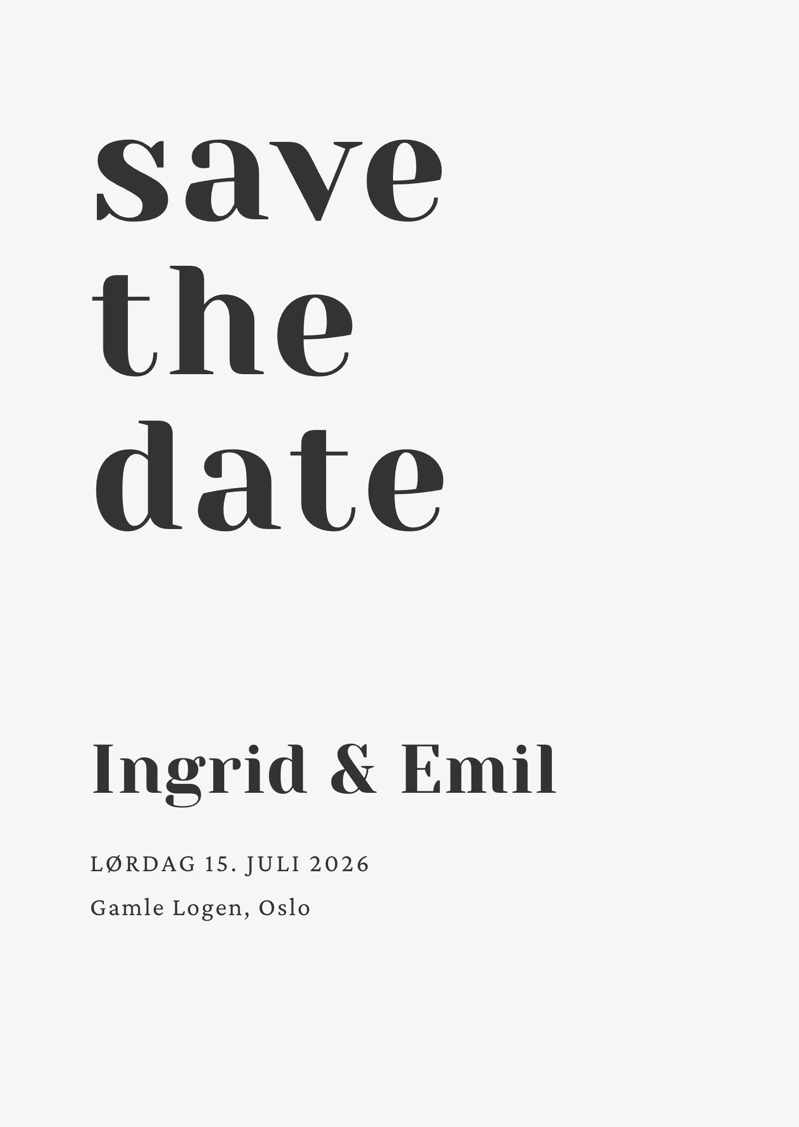 Save the date-kort - Moderne og stilrent