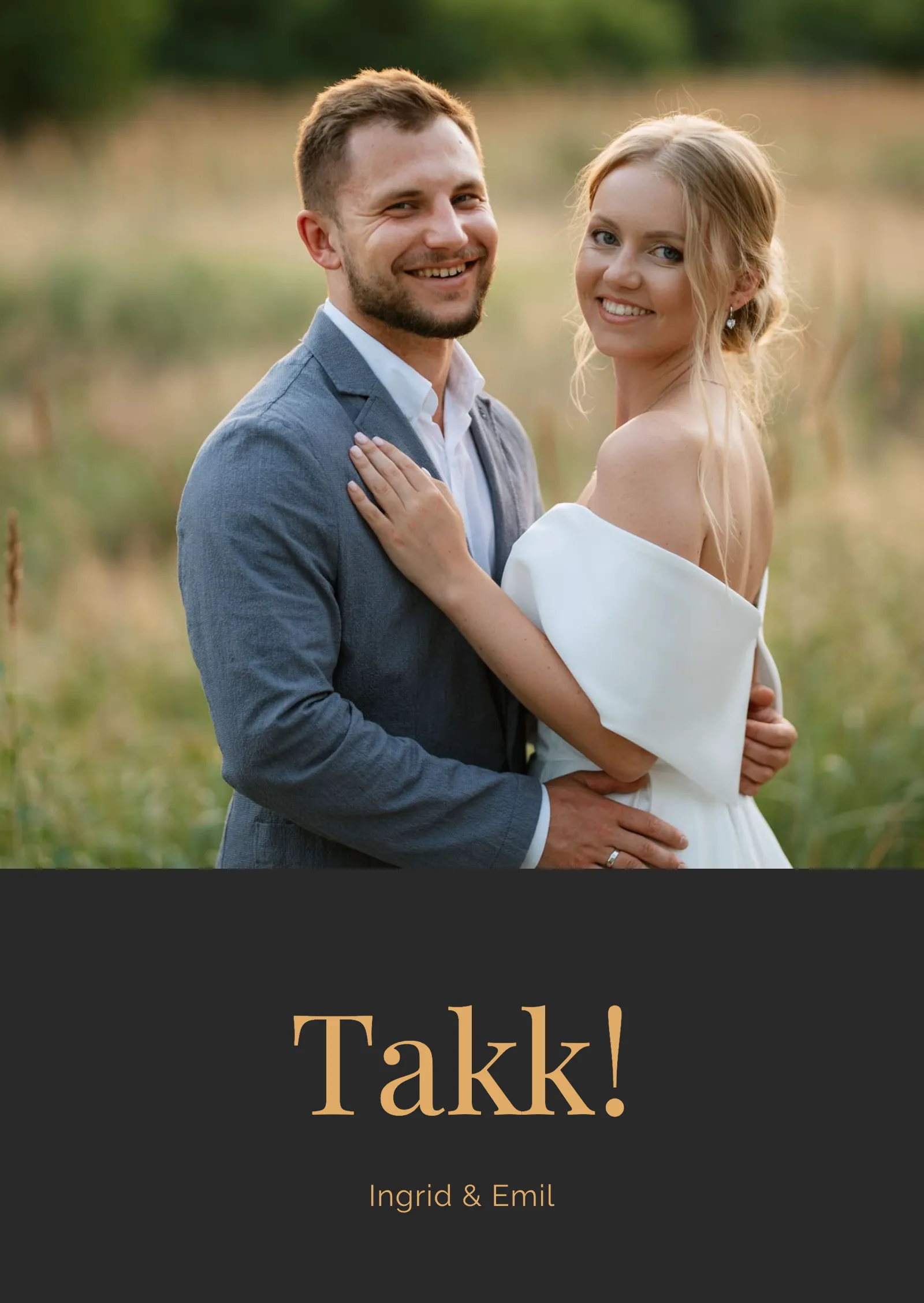 Takkekort til bryllup - elegant med bilde