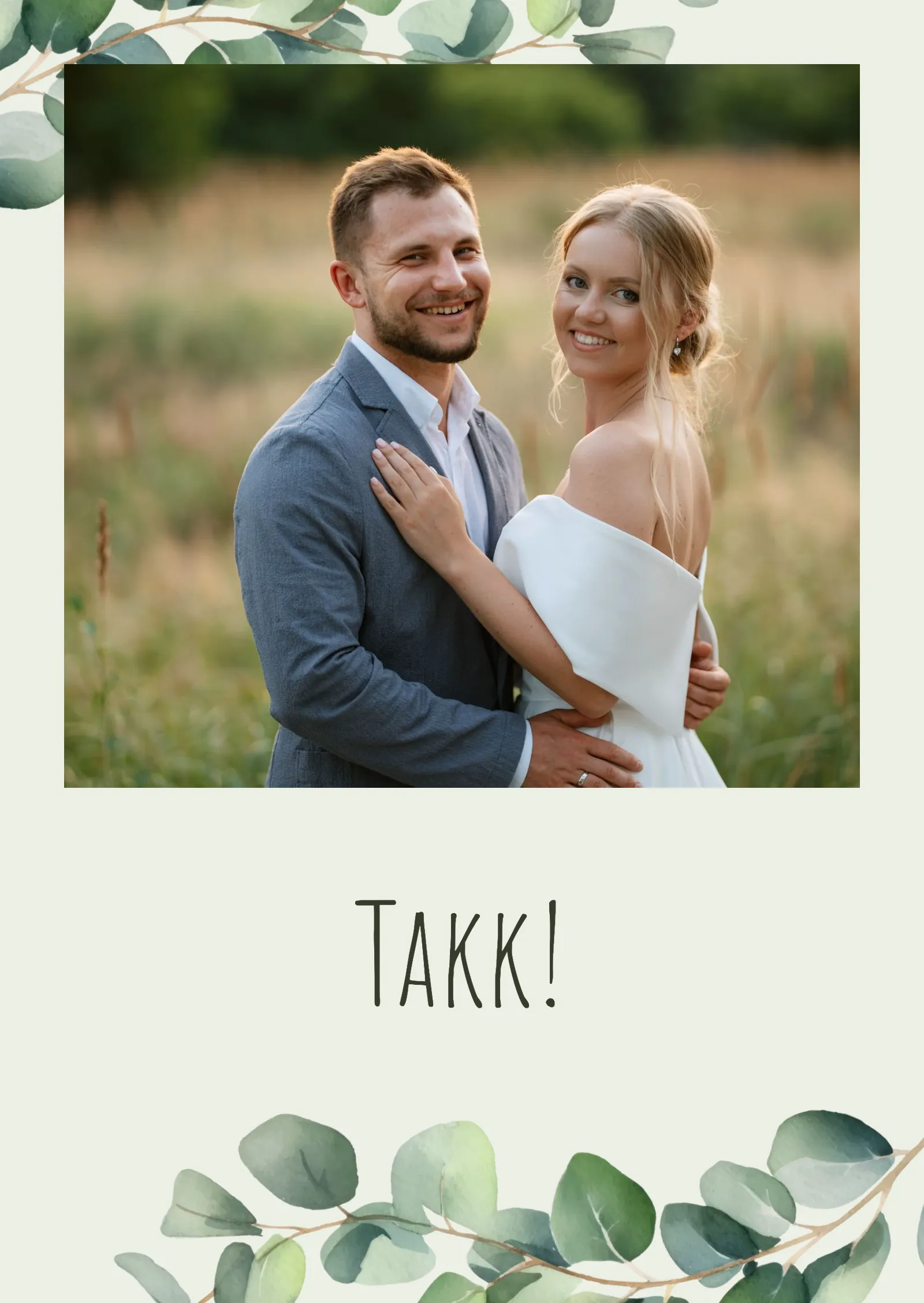 Takkekort til bryllup - Eucalyptus