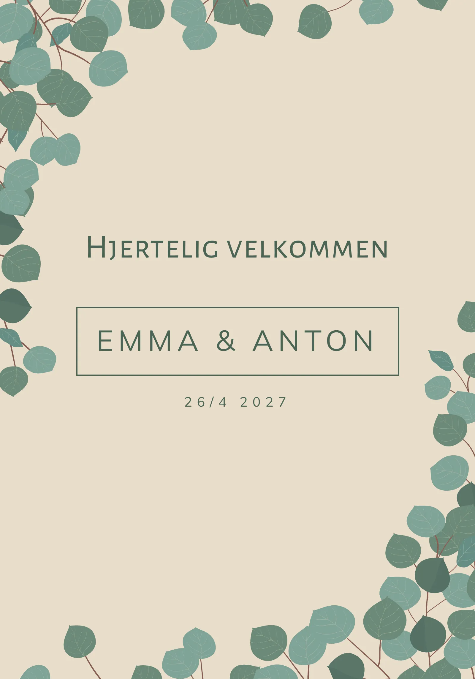 Velkomstskilt til bryllup - Grove