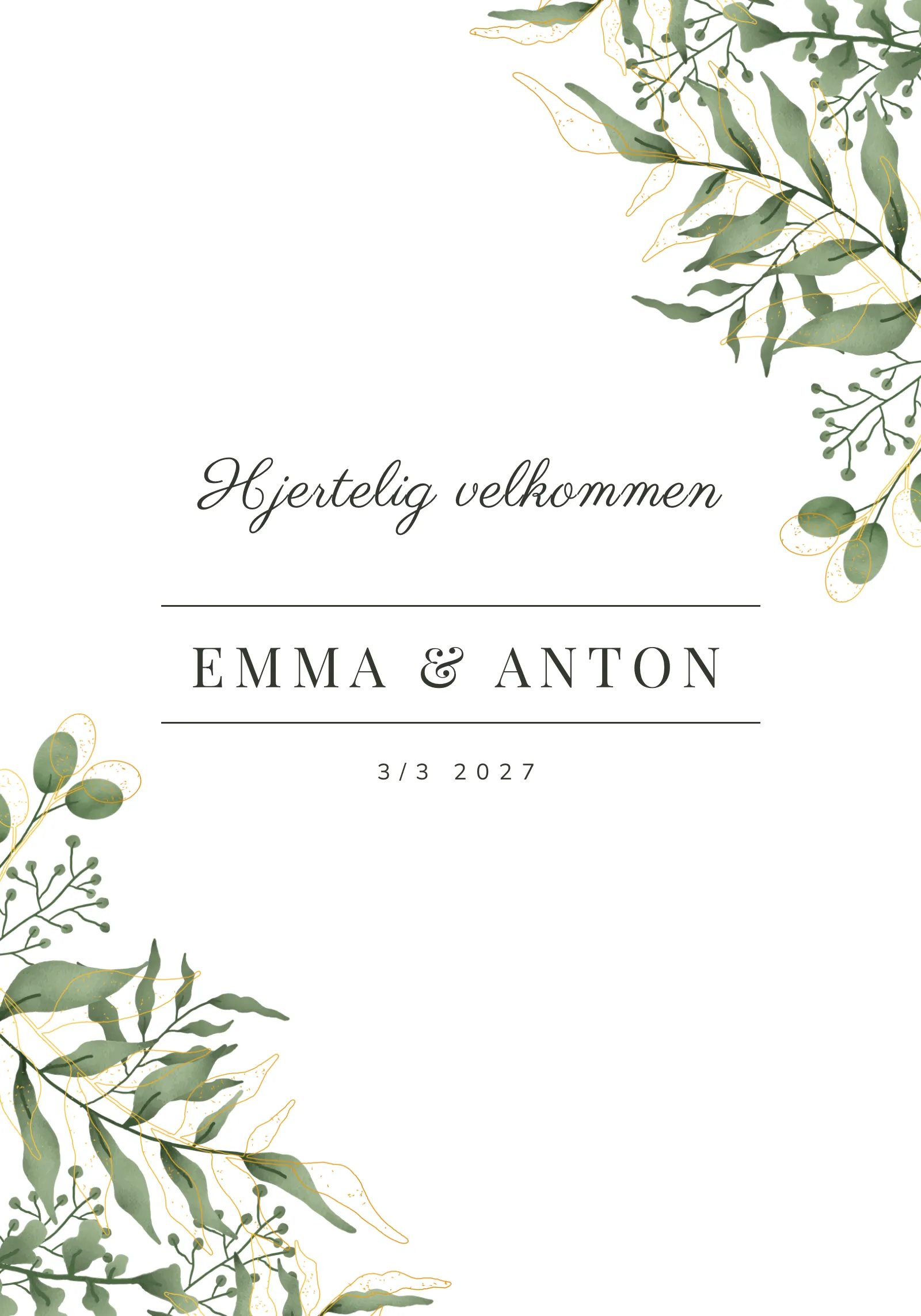 Velkomstskilt til bryllup - Sylvan