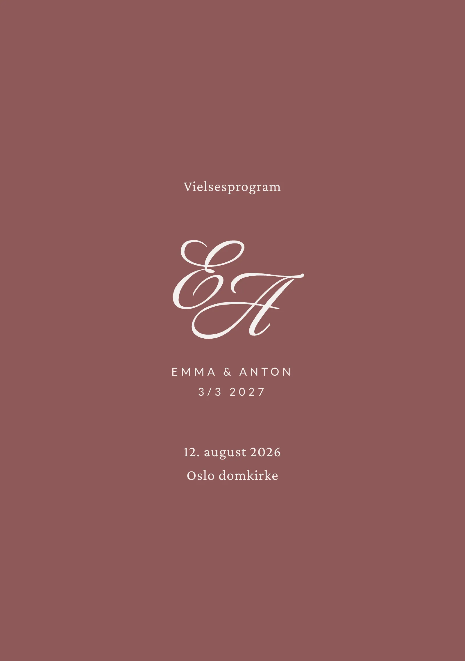 Vielsesprogram til bryllup - Blush