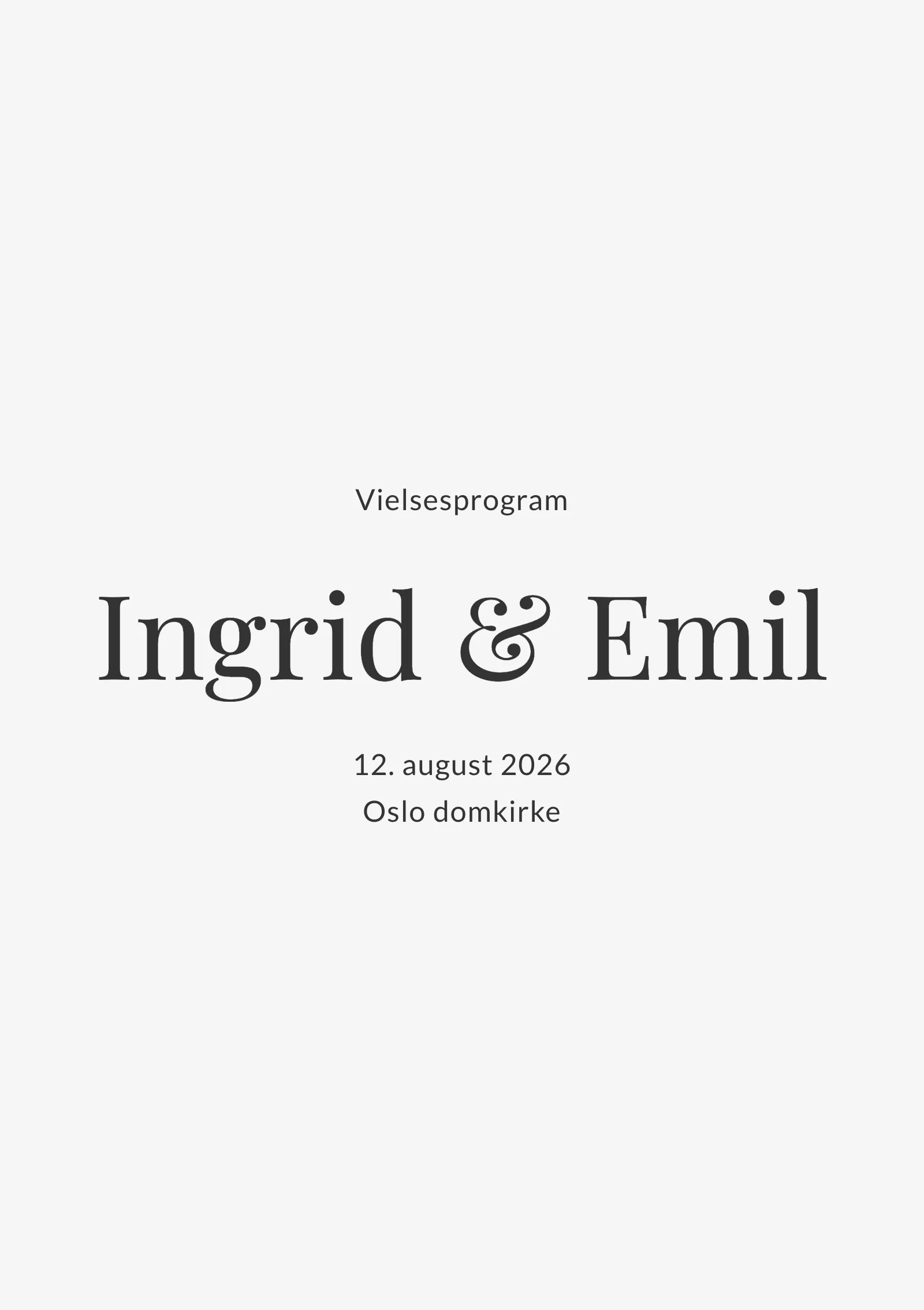 Vielsesprogram til bryllup - Editorial