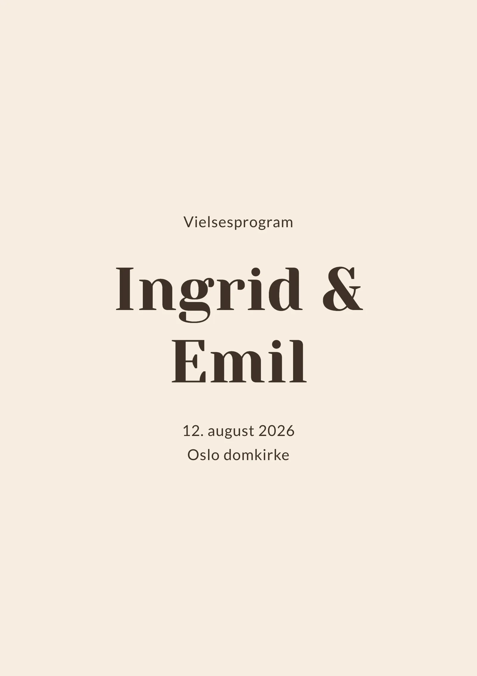 Vielsesprogram til bryllup - Hazel