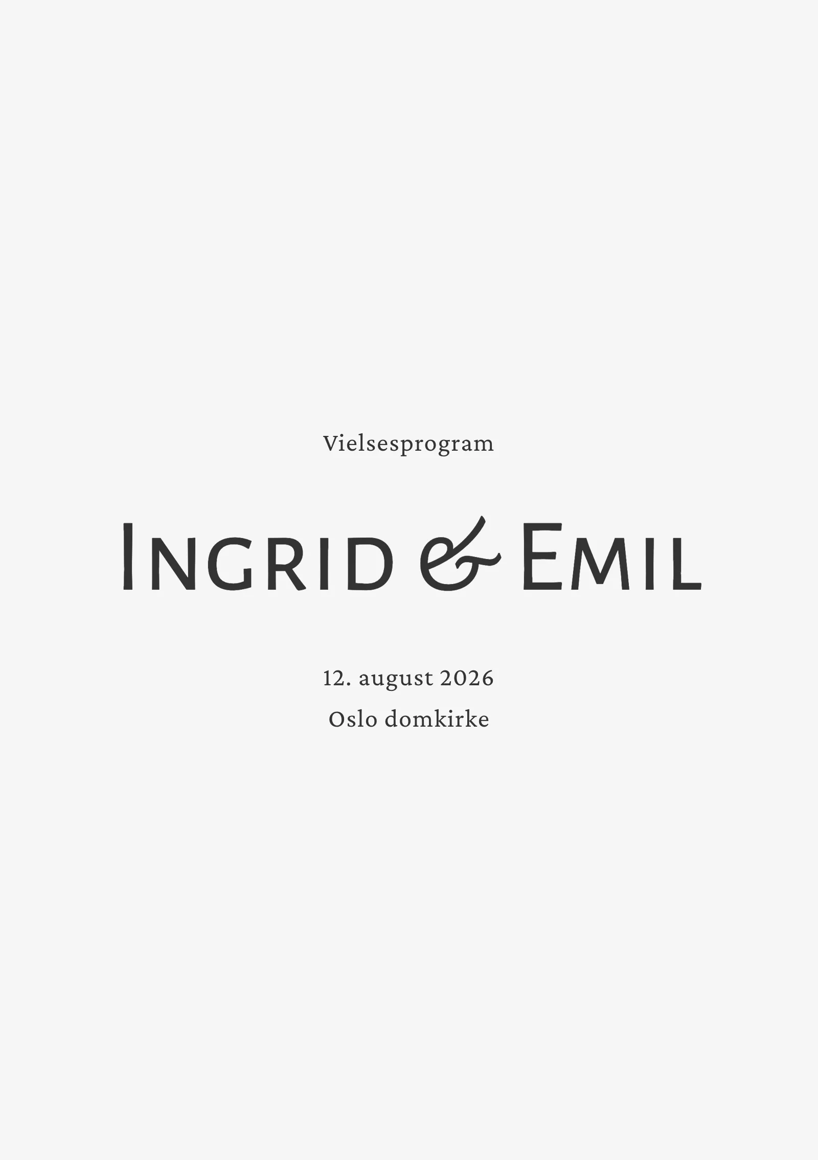 Vielsesprogram til bryllup - stilrent og elegant