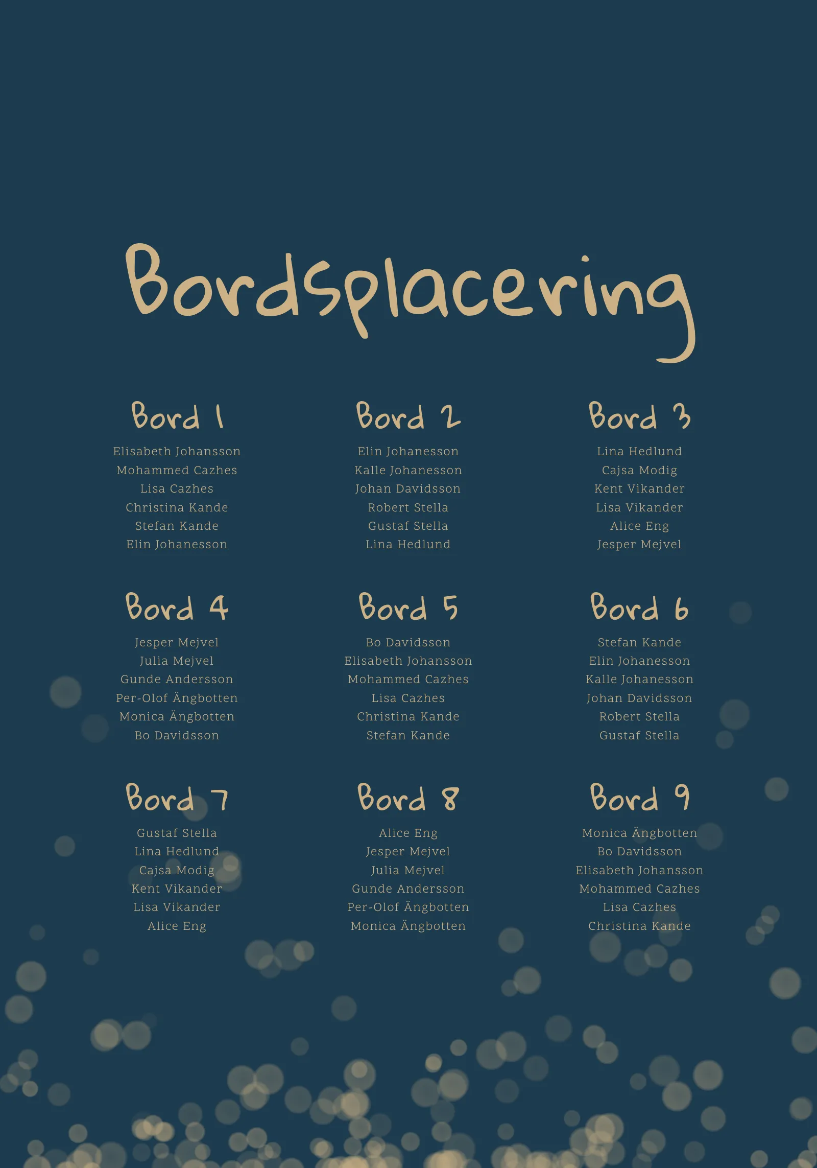 Bordsplaceringsskylt - Afterglow