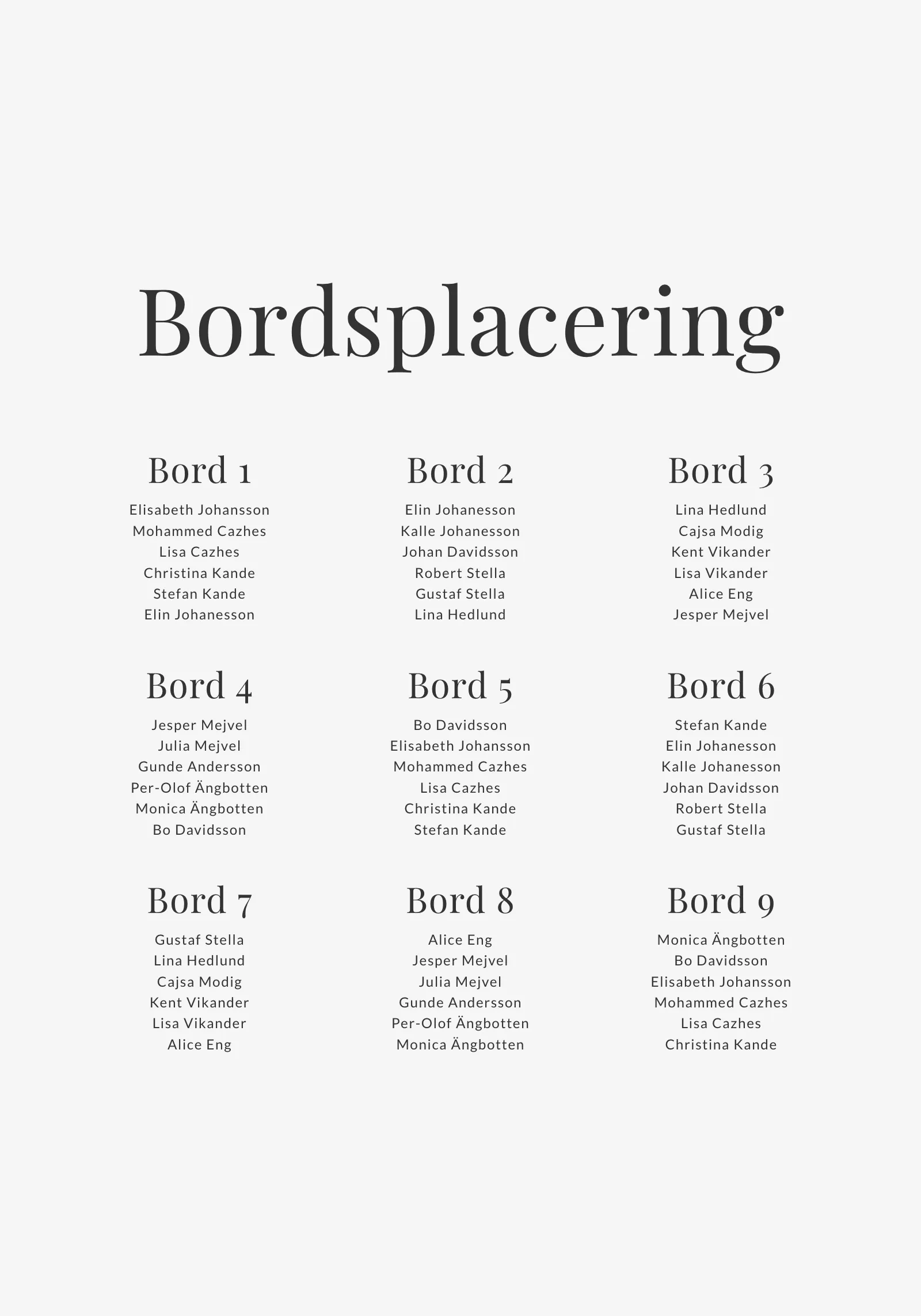 Bordsplaceringsskylt - Editorial