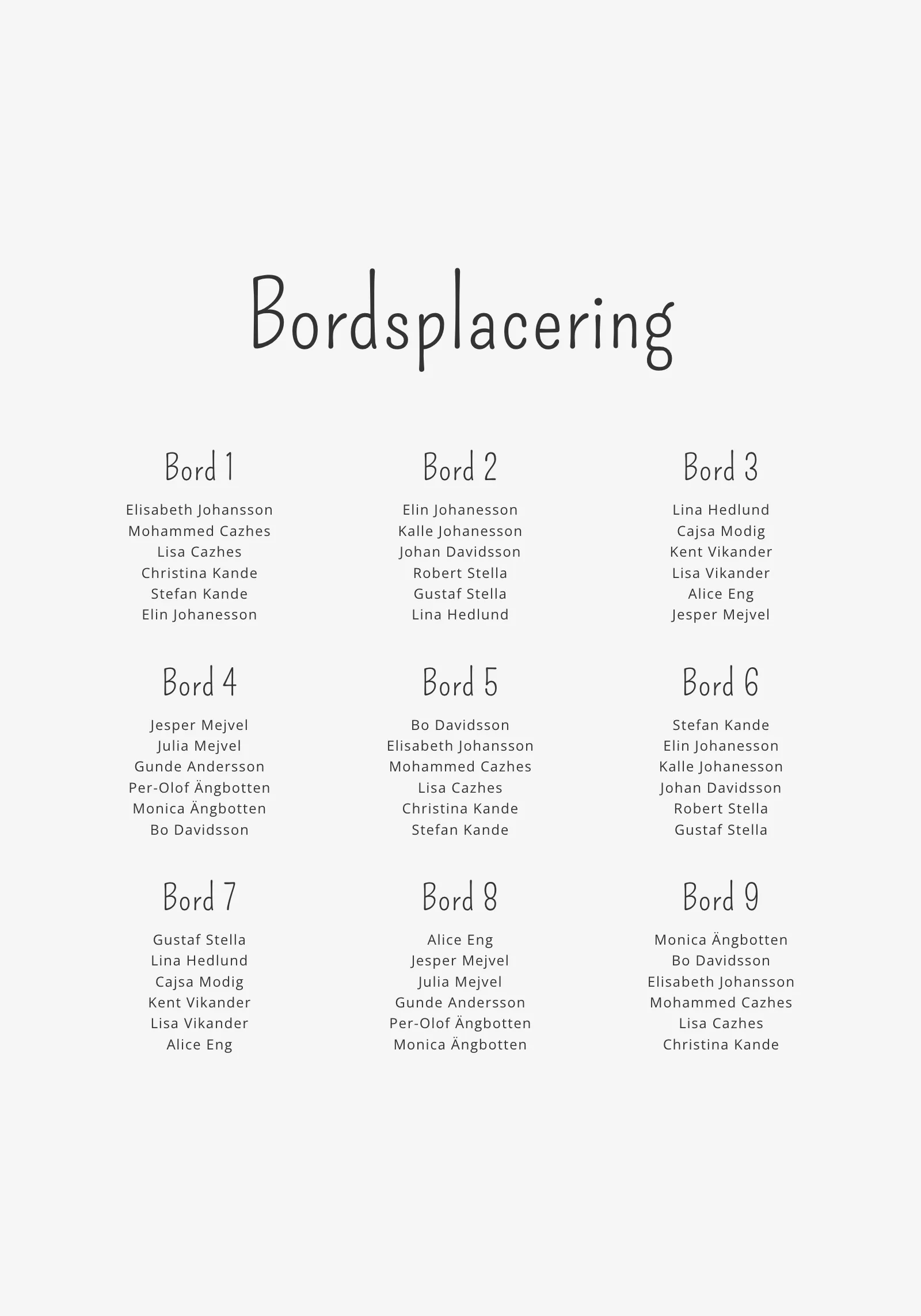 Bordsplaceringsskylt - Feather