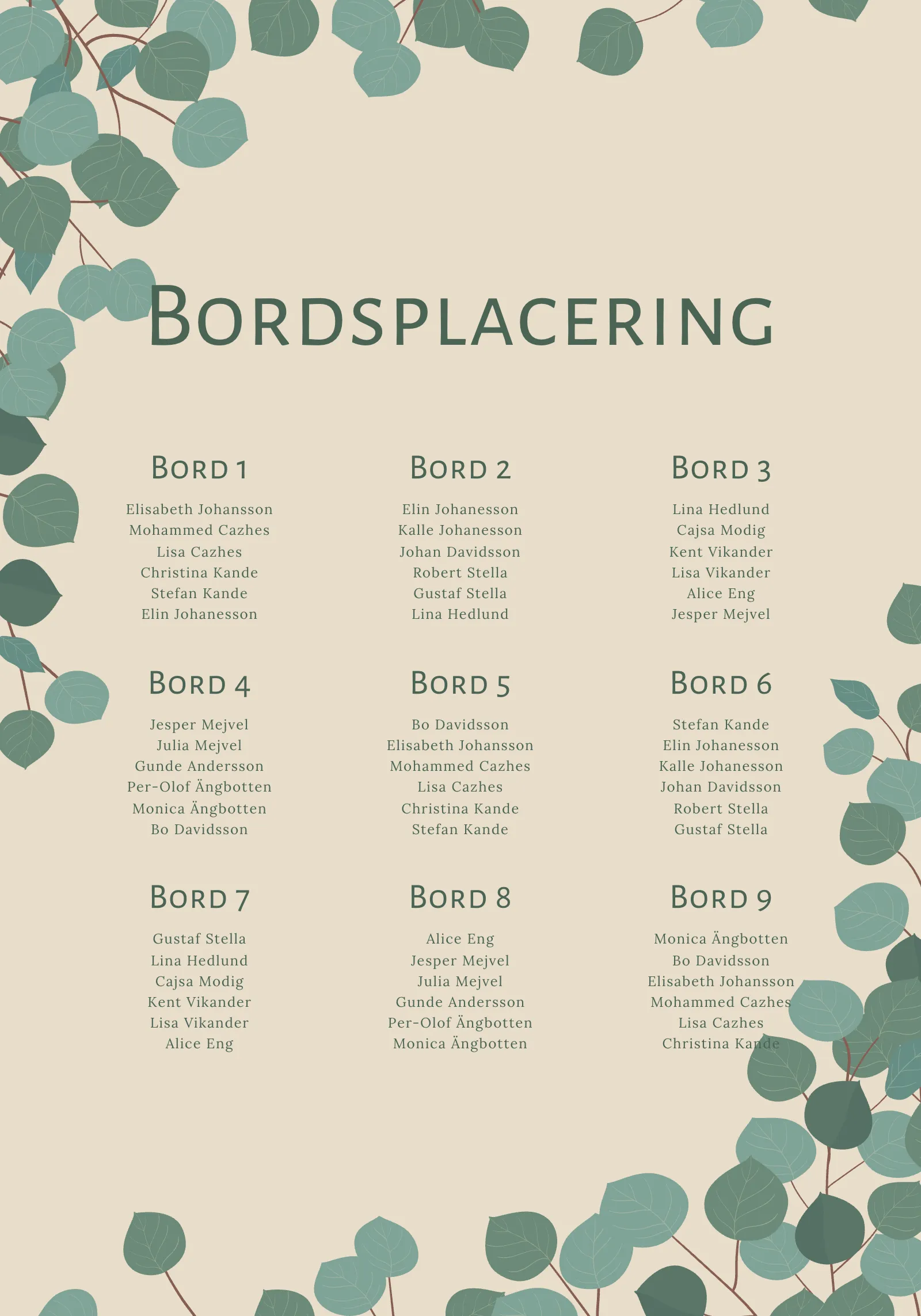 Bordsplaceringsskylt - Grove