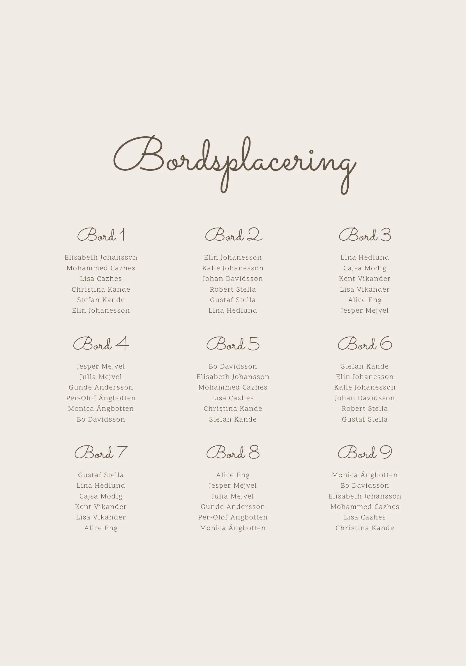 Bordsplaceringsskylt - Linen