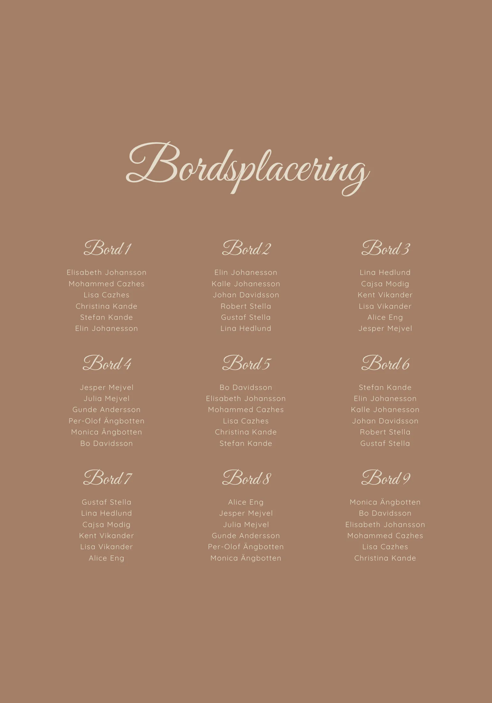 Bordsplaceringsskylt - Siena