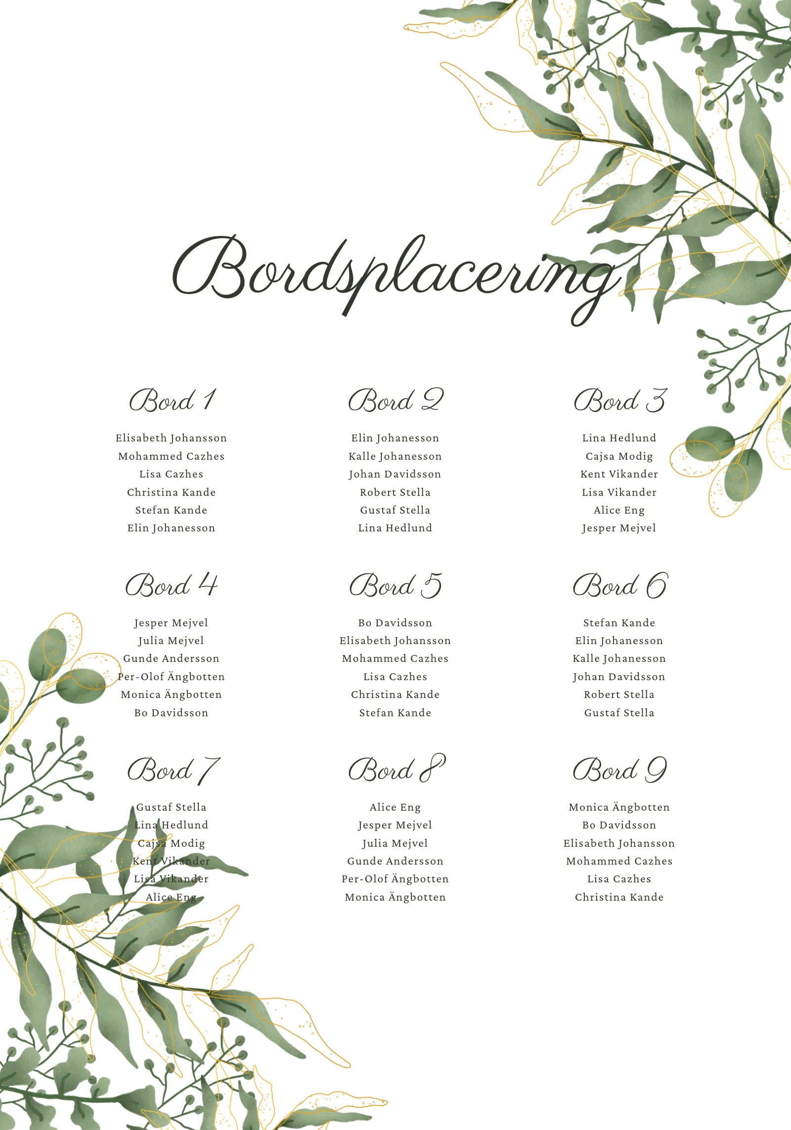 Bordsplaceringsskylt - Sylvan